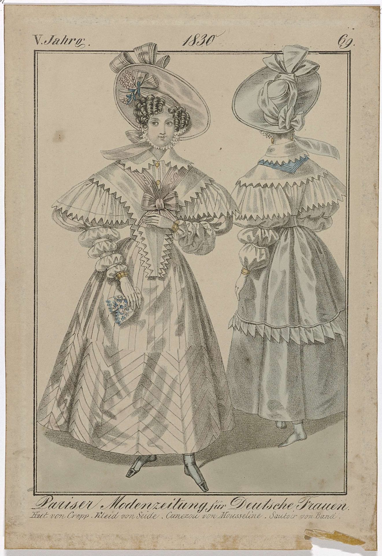 Pariser Modenzeitung für Deutsche Frauen, 1830 V. Jahrg (69) : Hut von Crepp (...) by Anonymous