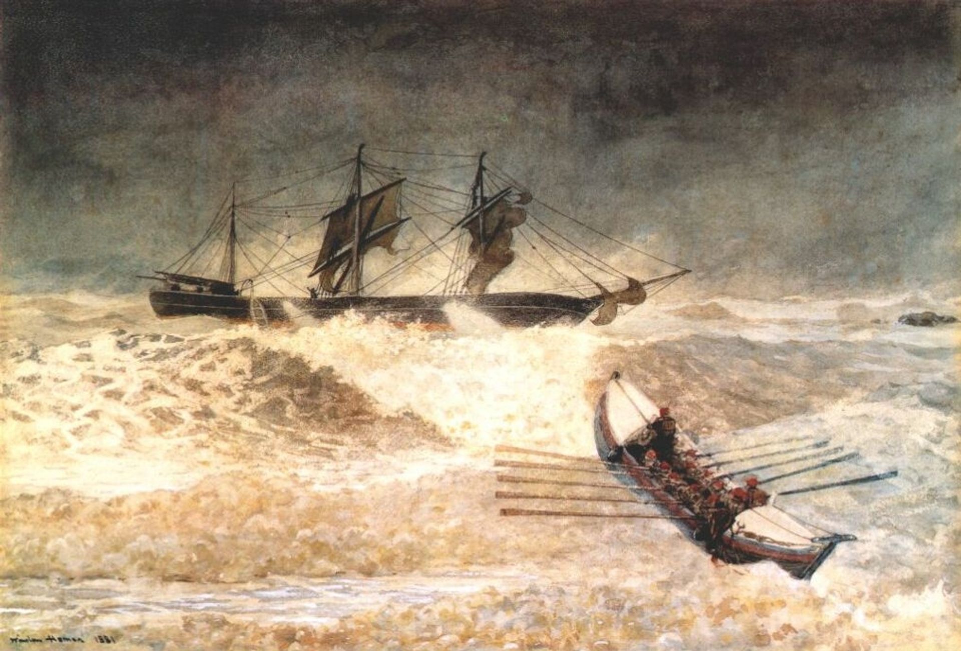 Wreck of the iron crown by Winslow Homer
