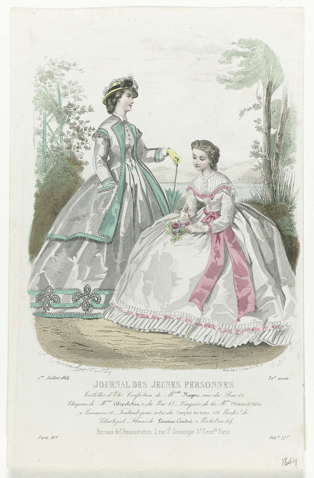 Journal des Jeunes Personnes, 1 juillet 1864, 32e année : Toilettes d'Eté (...) by Carrache