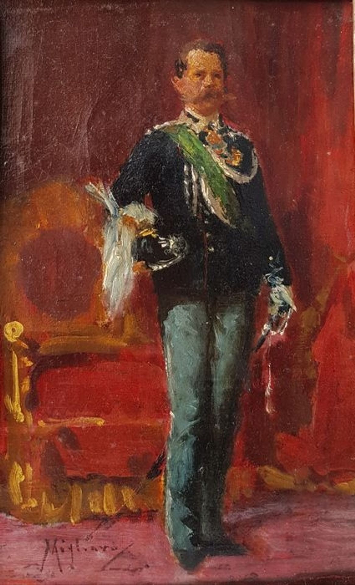 Portrait of H.M. King Umberto I of Savoy by Vincenzo Migliaro