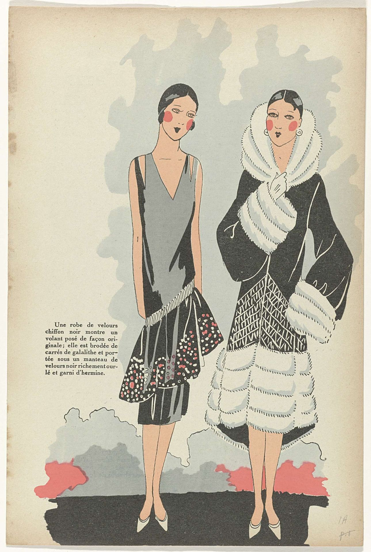 Très Parisien, 1925,  No 11, p. 1: Une robe de velours (...) by G-P. Joumard