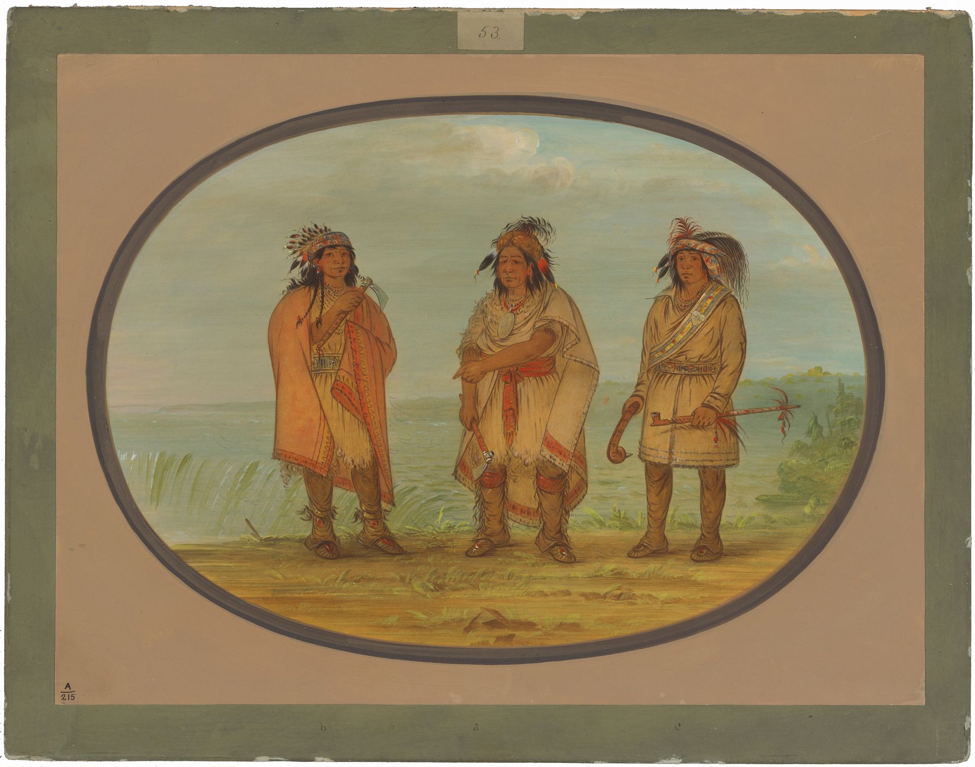 Seneca Chief, Red Jacket, with Two Warriors by George Catlin