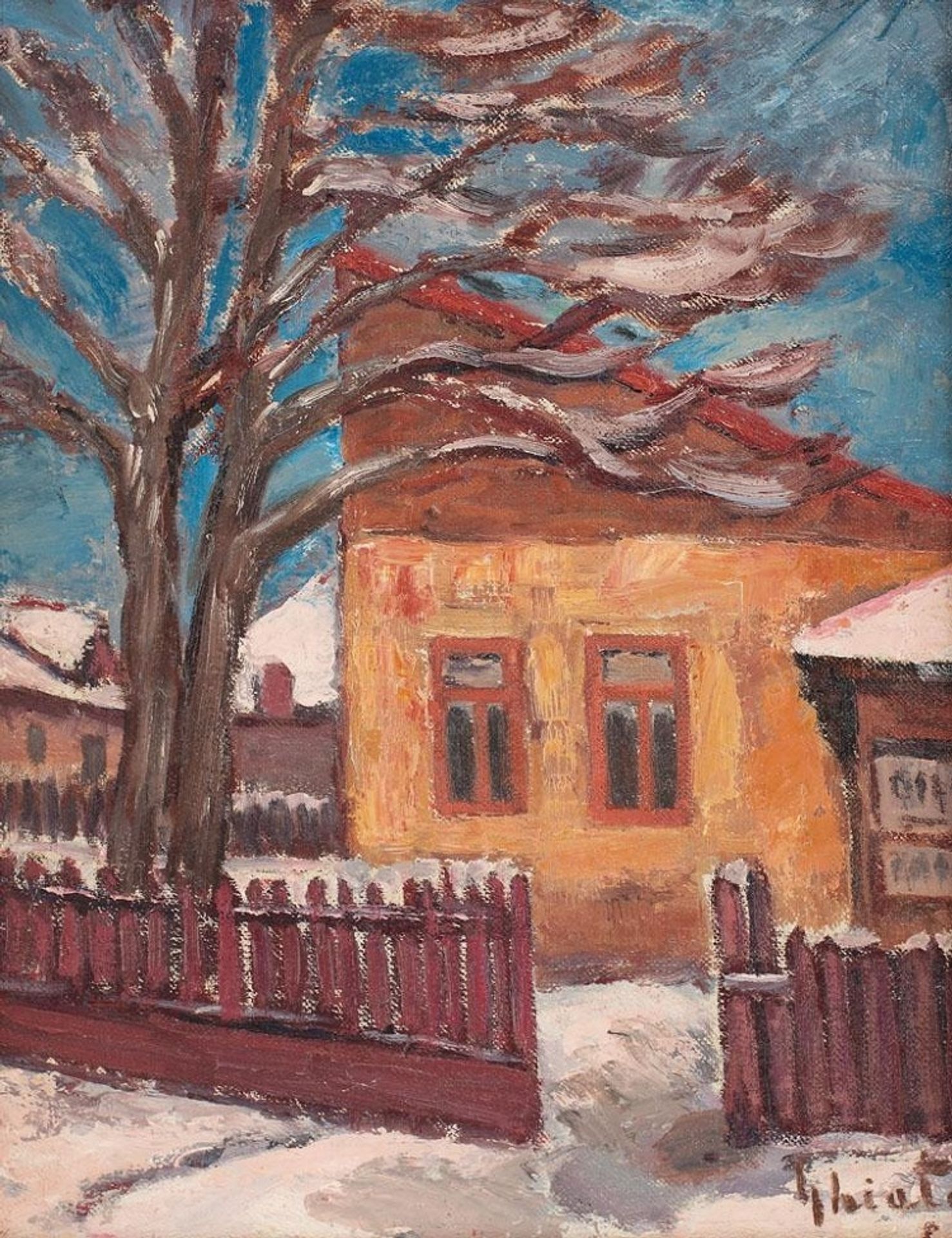 Village Inn During Winter by Dumitru Ghiatza