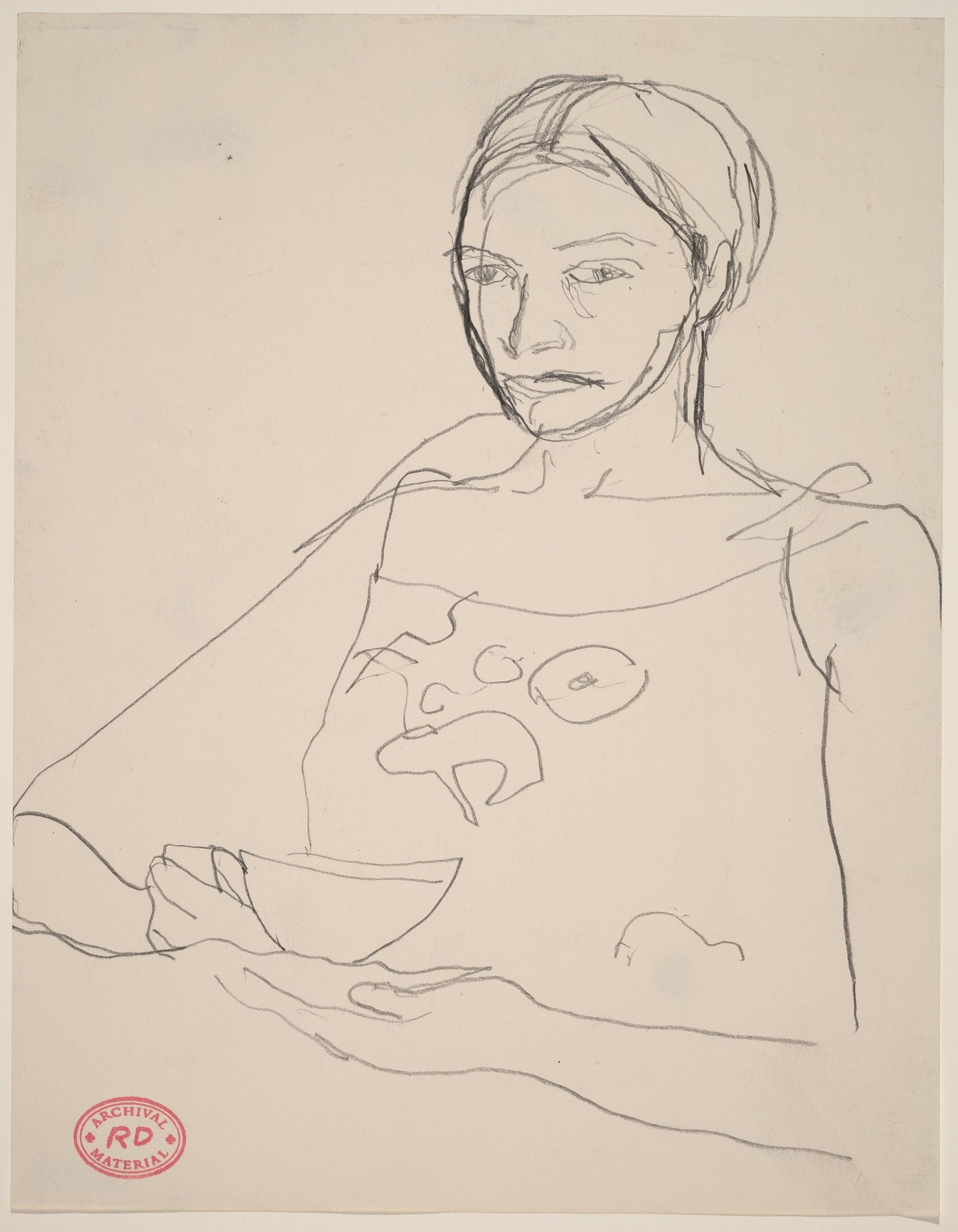 Untitled [woman holding a cup] by Richard Diebenkorn