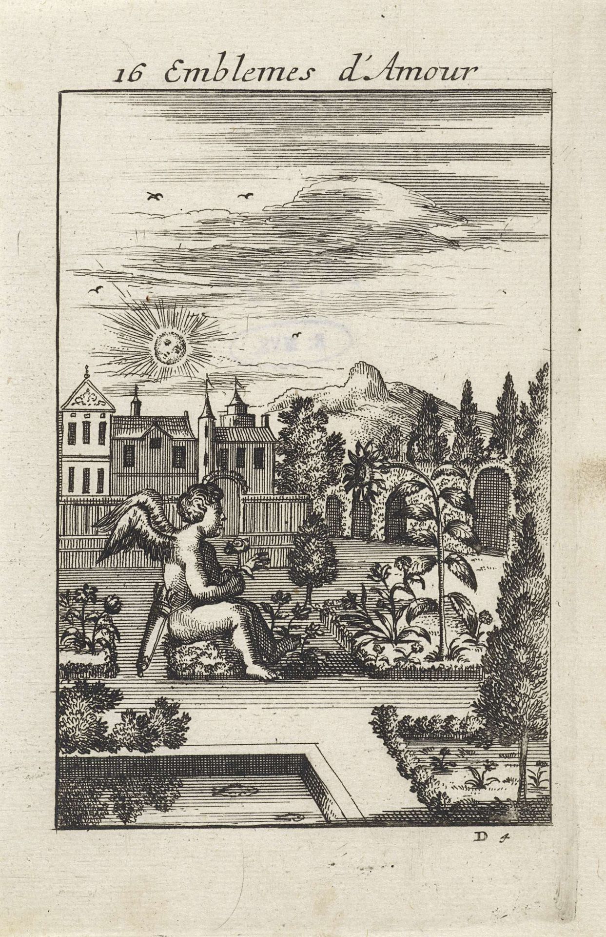 Amor bij een zonnebloem by Jan van Vianen