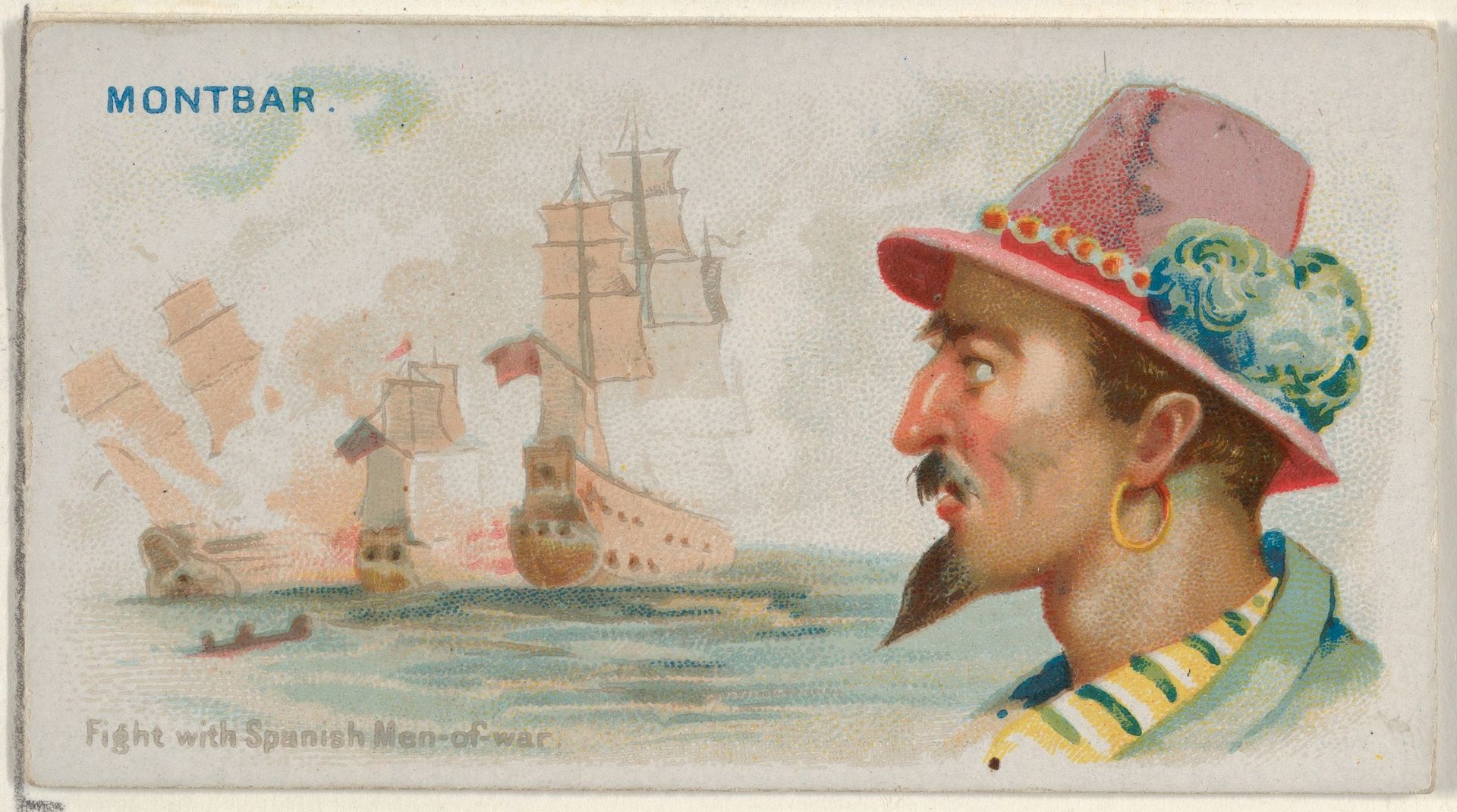 Montbars, Fight with Spanish Men-of-War, from the Pirates of the Spanish Main series (N19) for Allen & Ginter Cigarettes by Allen & Ginter