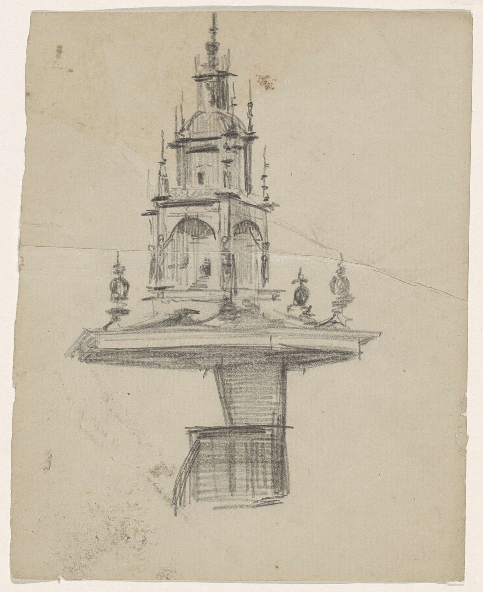 Ontwerpen voor een preekstoel (voor de Nieuwe Kerk?) by Carel Adolph Lion Cachet