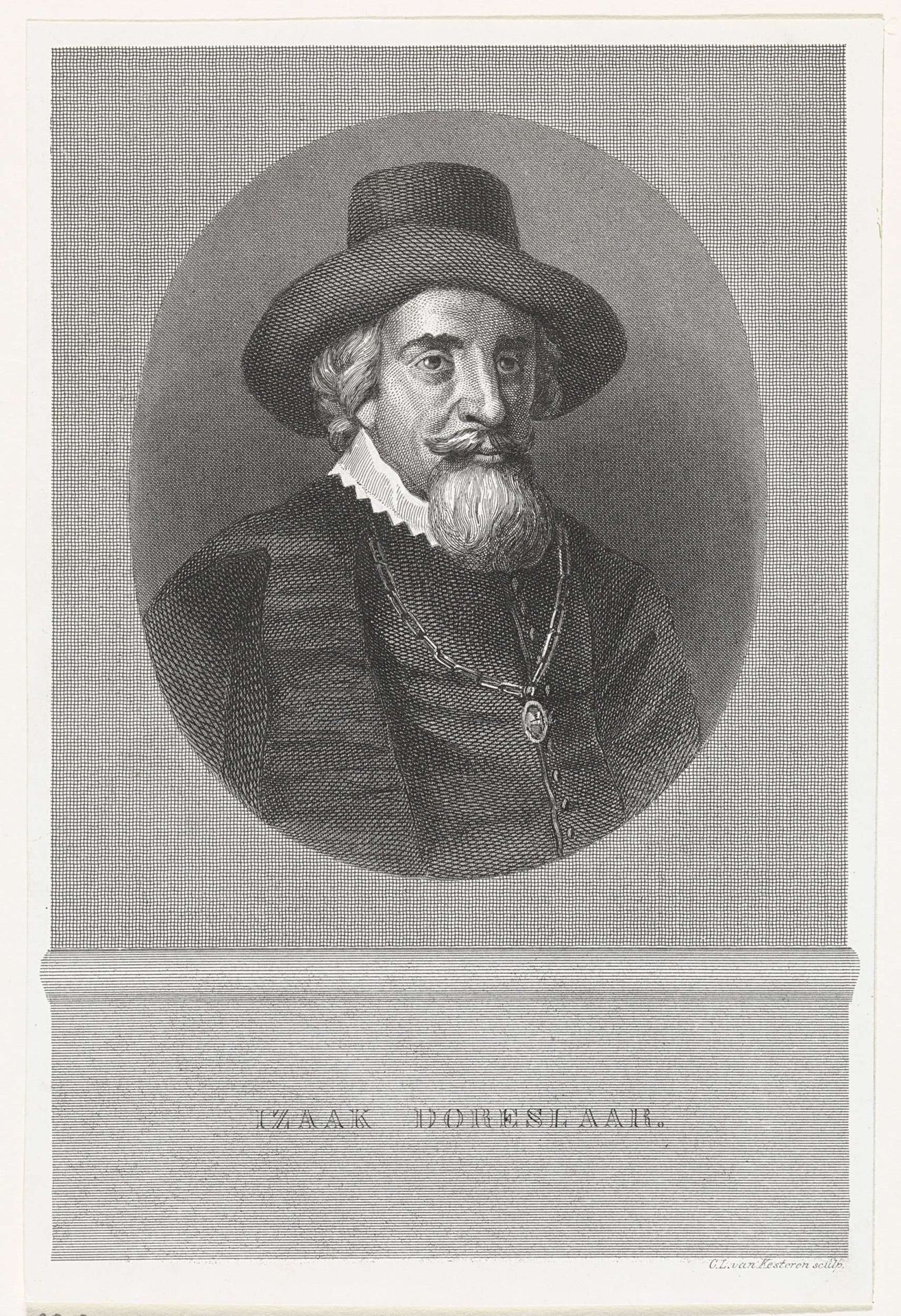 Portret van Isaäc Doreslaer by Christiaan Lodewijk van Kesteren