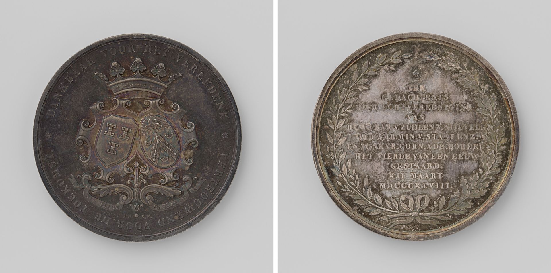 Vijfentwintigjarig huwelijk van Hugo, baron van Zuijlen van Nijevelt en jonkvrouwe Cornelia Adriana Boreel by Johannes Petrus Schouberg