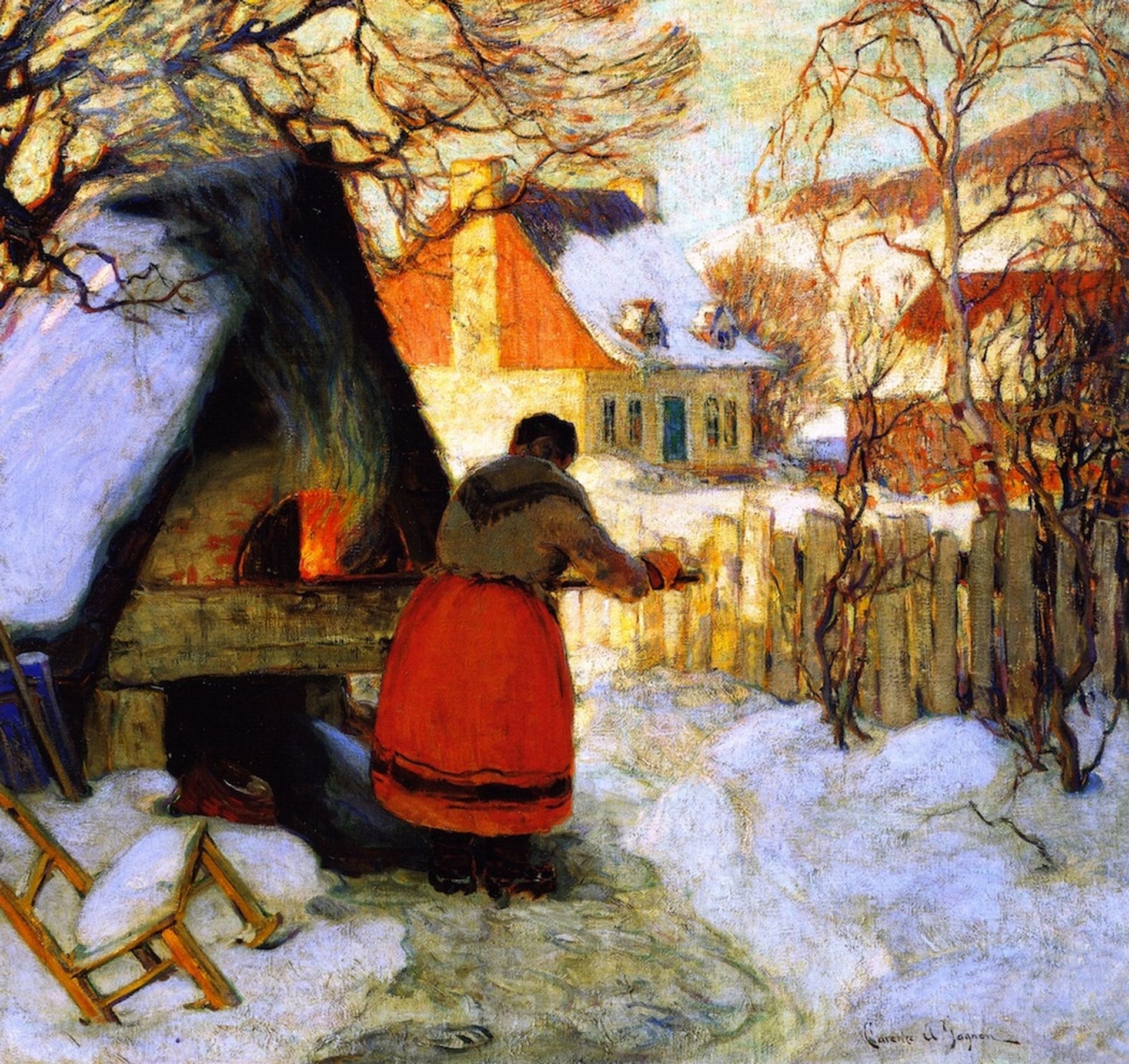 Heating the Oven, Winter Scene by Clarence Gagnon