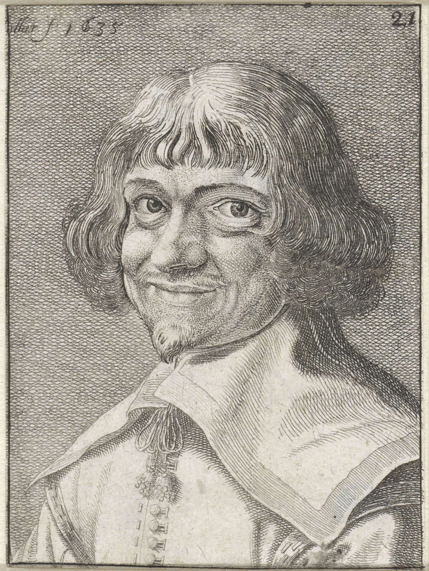 Portret van een glimlachende man by Wenceslaus Hollar