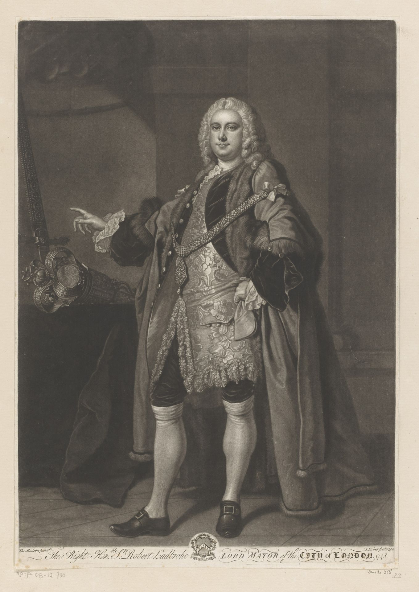 Portret van Robert Ladbroke by John (II) Faber