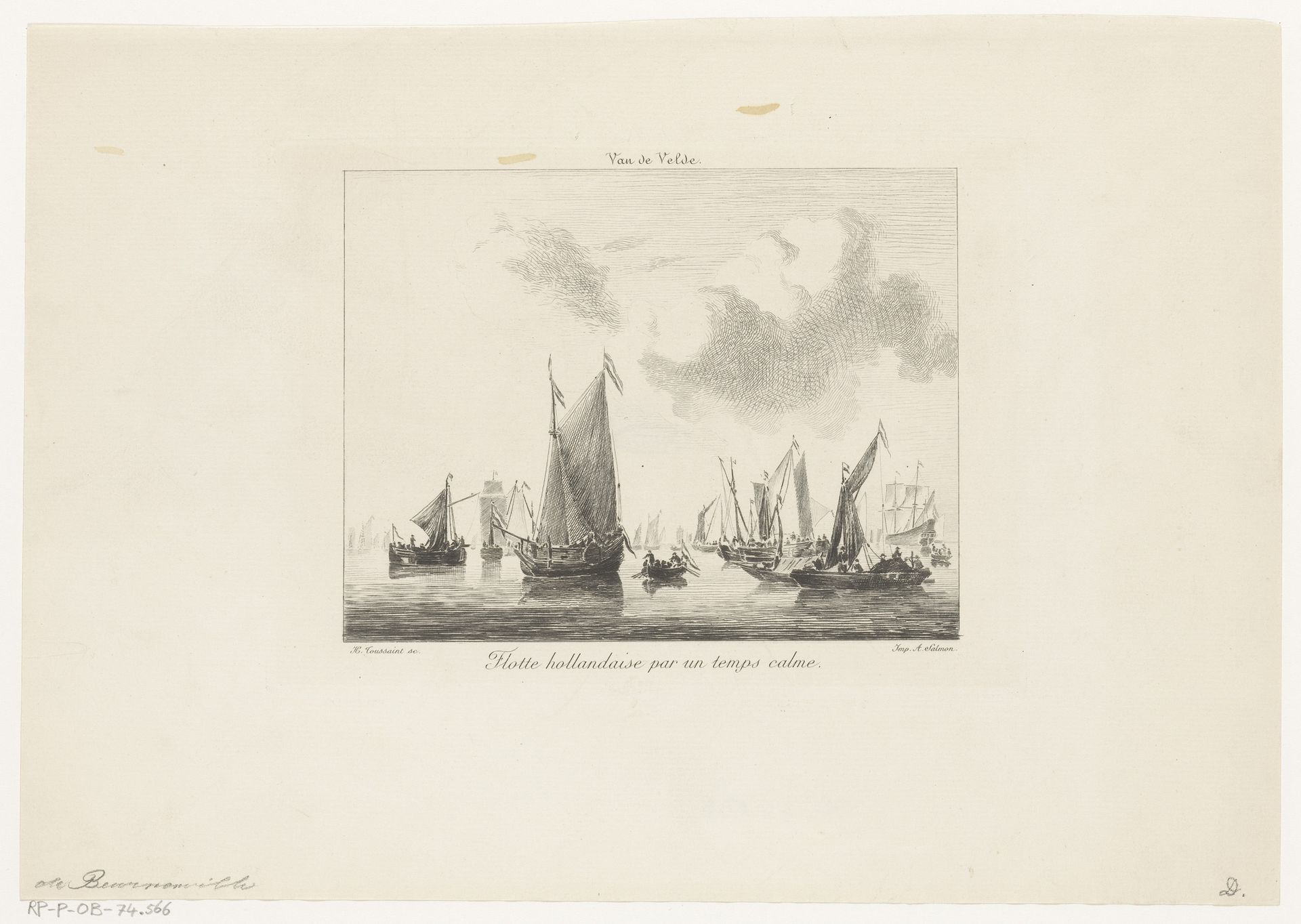 Hollandse zeilschepen op kalm water by Henri Toussaint