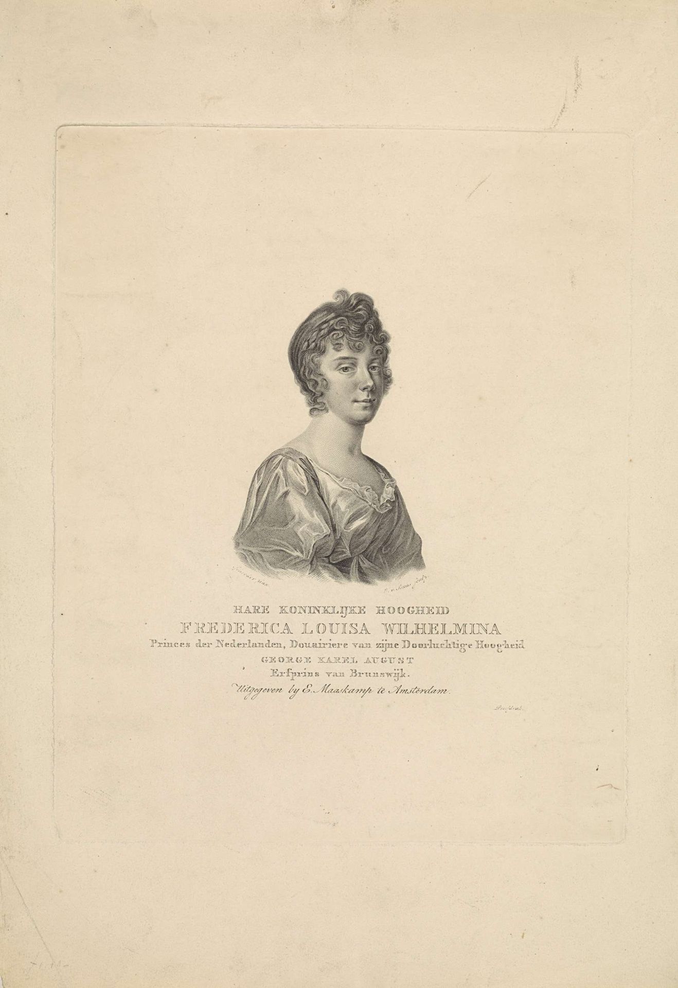 Portret van Frederica Louisa Wilhelmina (prinses van Oranje-Nassau) by Willem van Senus