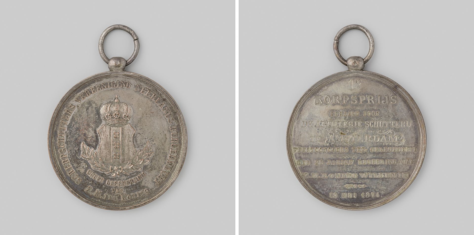 Prijspenning van de Scherpschuttersvereeniging Neerlands Burgerwacht, behaald door de artillerie schutterij te Amsterdam, eerste prijs voor Individueel-vuur by Jan Daniel Posthumus