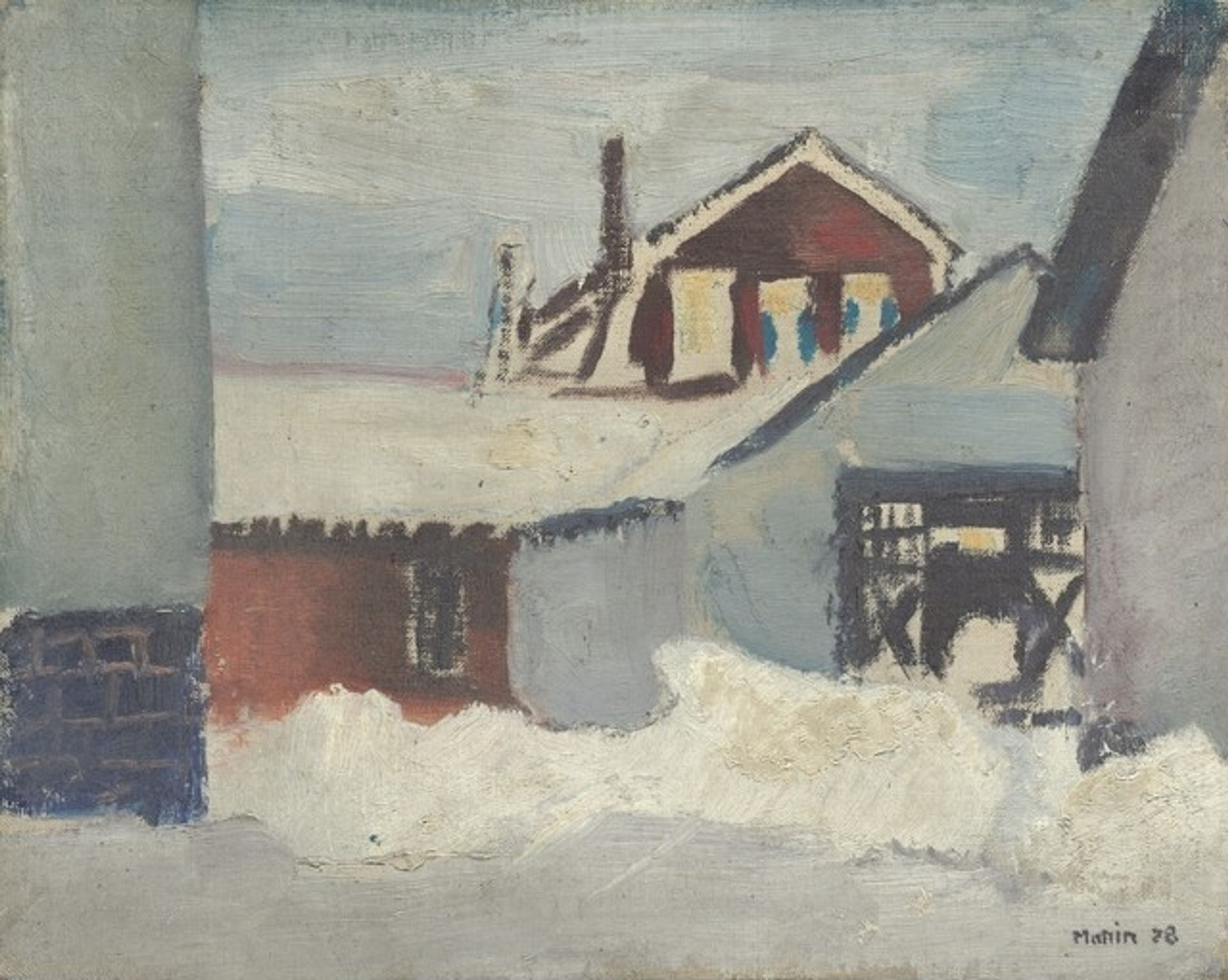 Buildings with Snowbank, Cliffside, New Jersey by John Marin