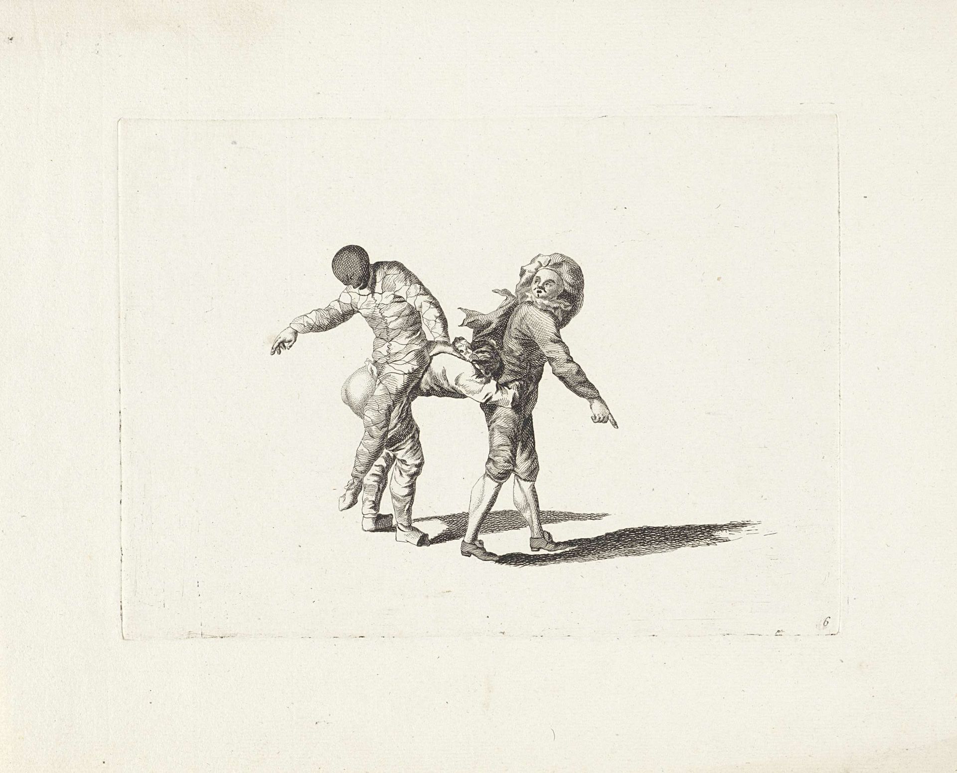 Harlekijn slaat een nar op de blote billen by Anonymous