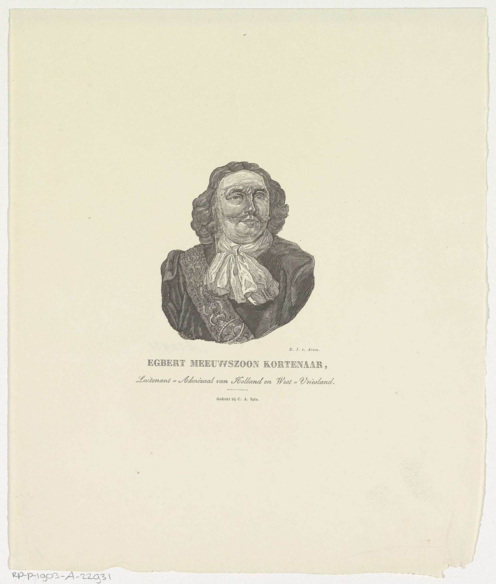 Portret van Egbert Meeuwszoon Kortenaar by Rombertus Julianus van Arum