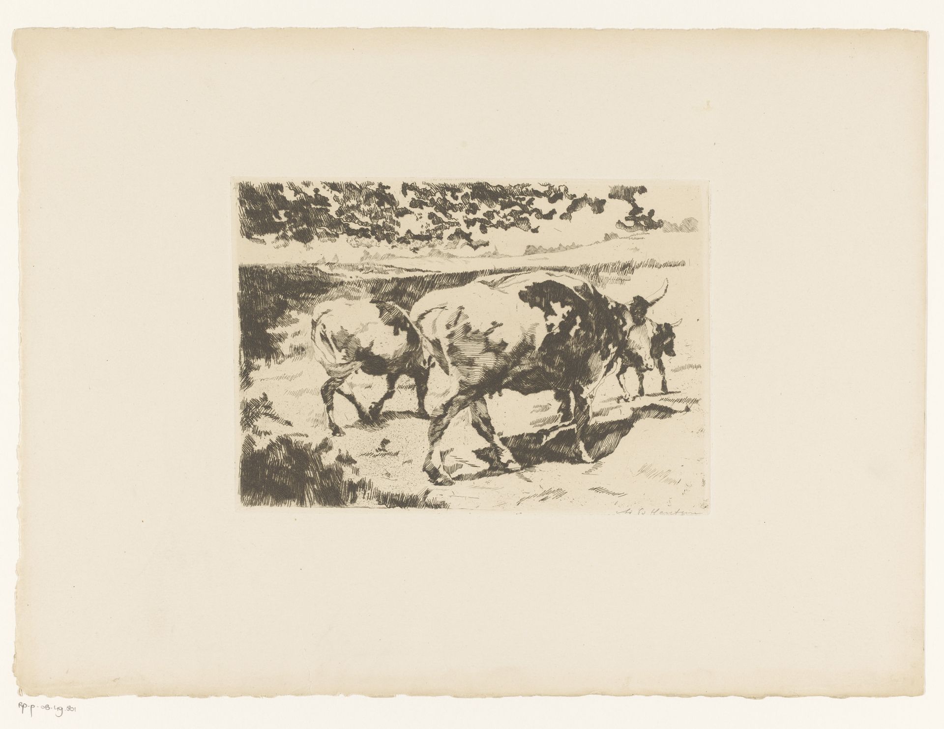 Runderen in de weide by Adolf Eduard Herstein