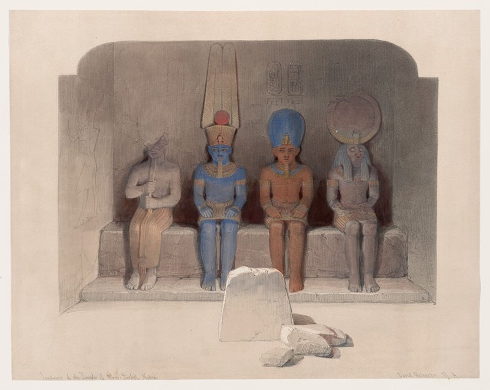 Sanctuary of the Temple of Aboo-Simbel, Nubia. by David Roberts