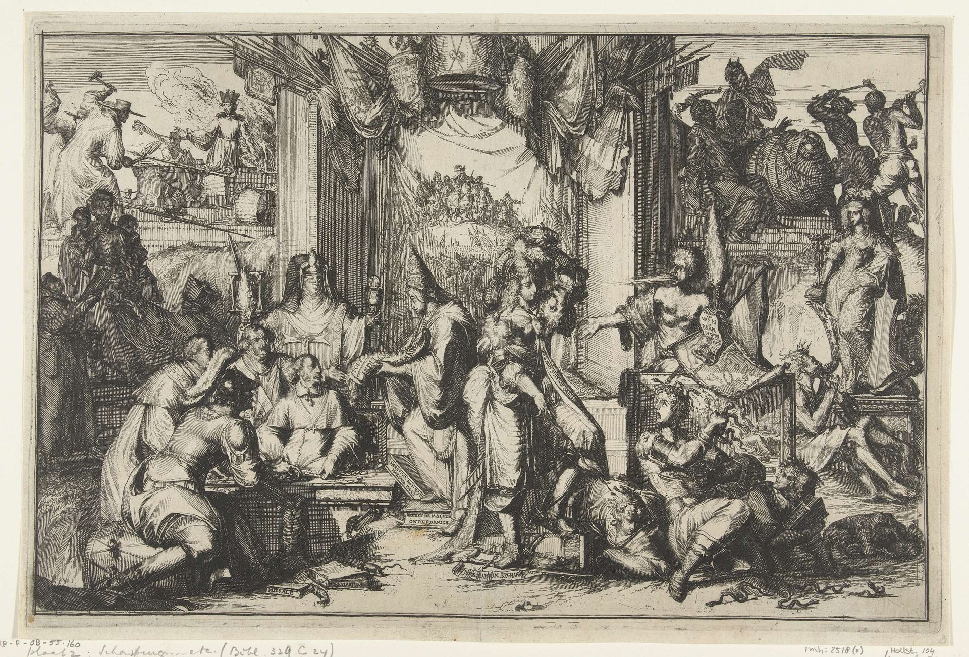 De kerk en hoogmoed stoken onrust by Romeyn de Hooghe