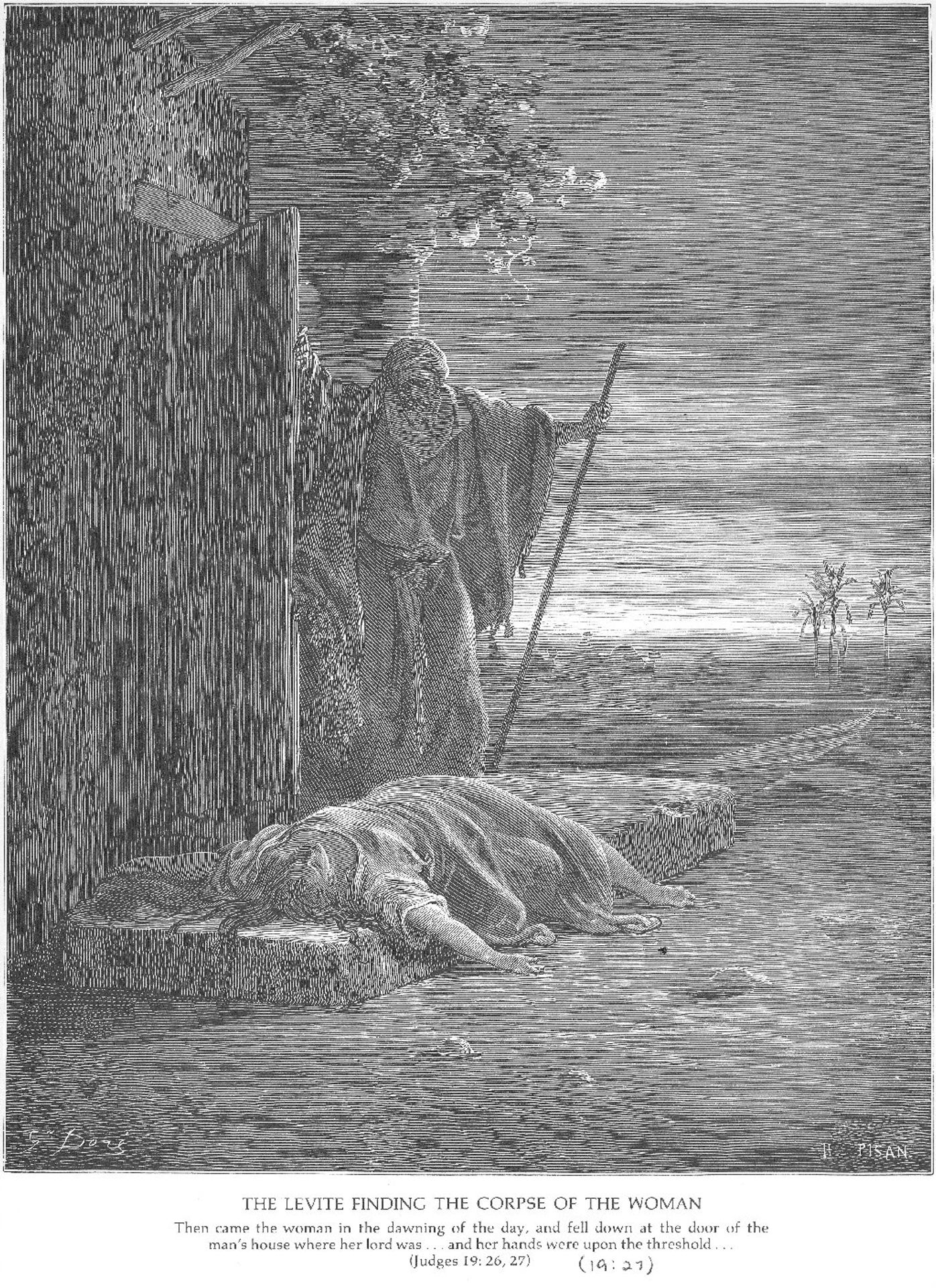 A Levite Finds a Woman's Corpse by Gustave Dore
