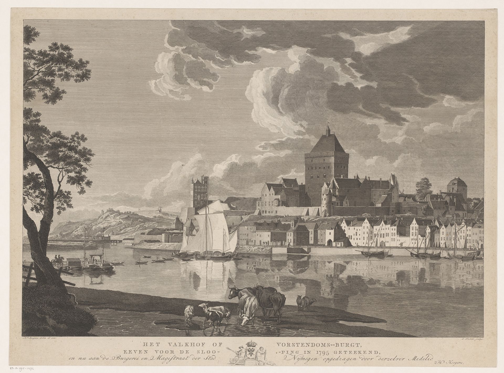 Gezicht op het Valkhof te Nijmegen by Ernst Karl Gottlieb Thelott