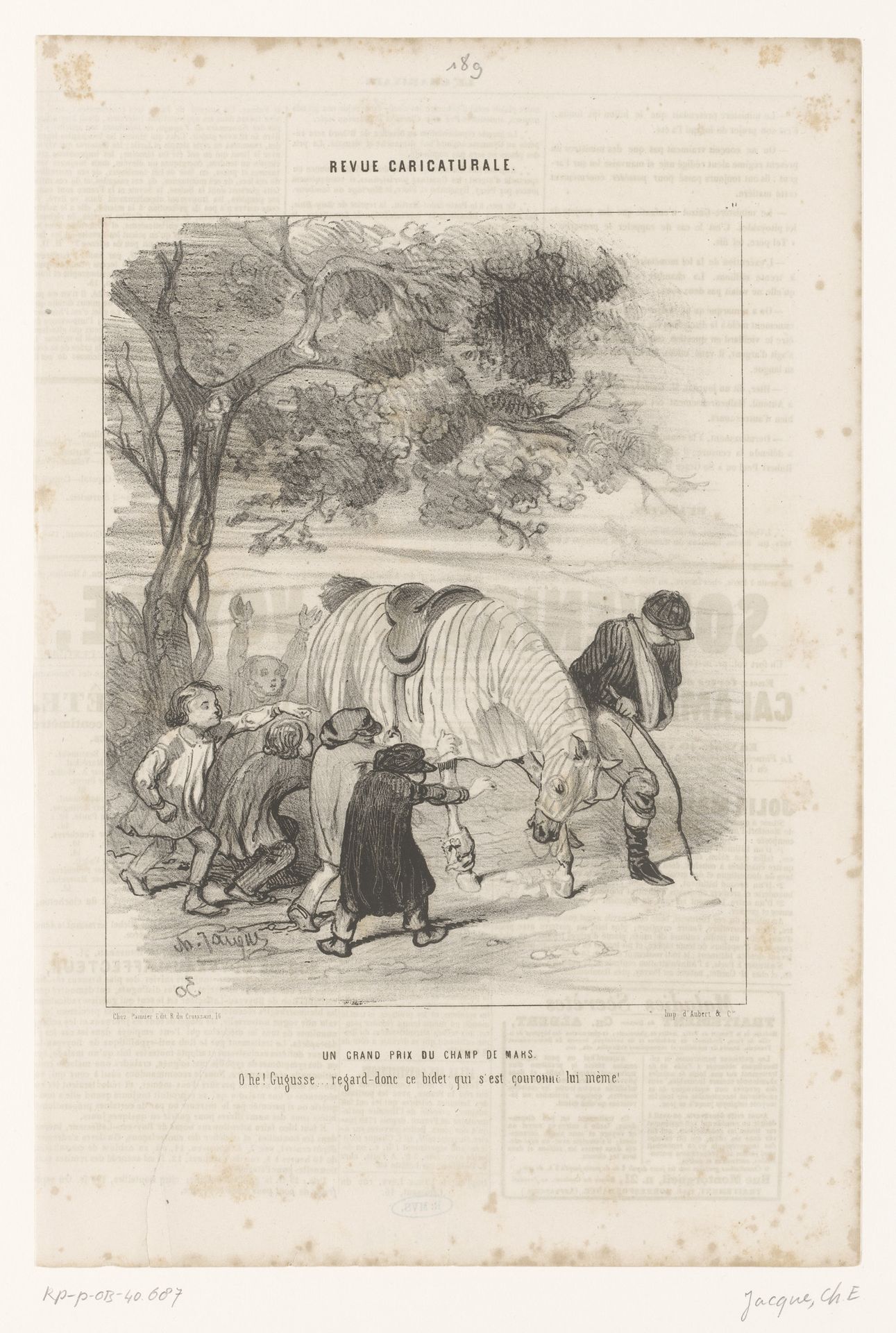 Groep kinderen lacht een geblesseerde jockey uit by Charles Jacque
