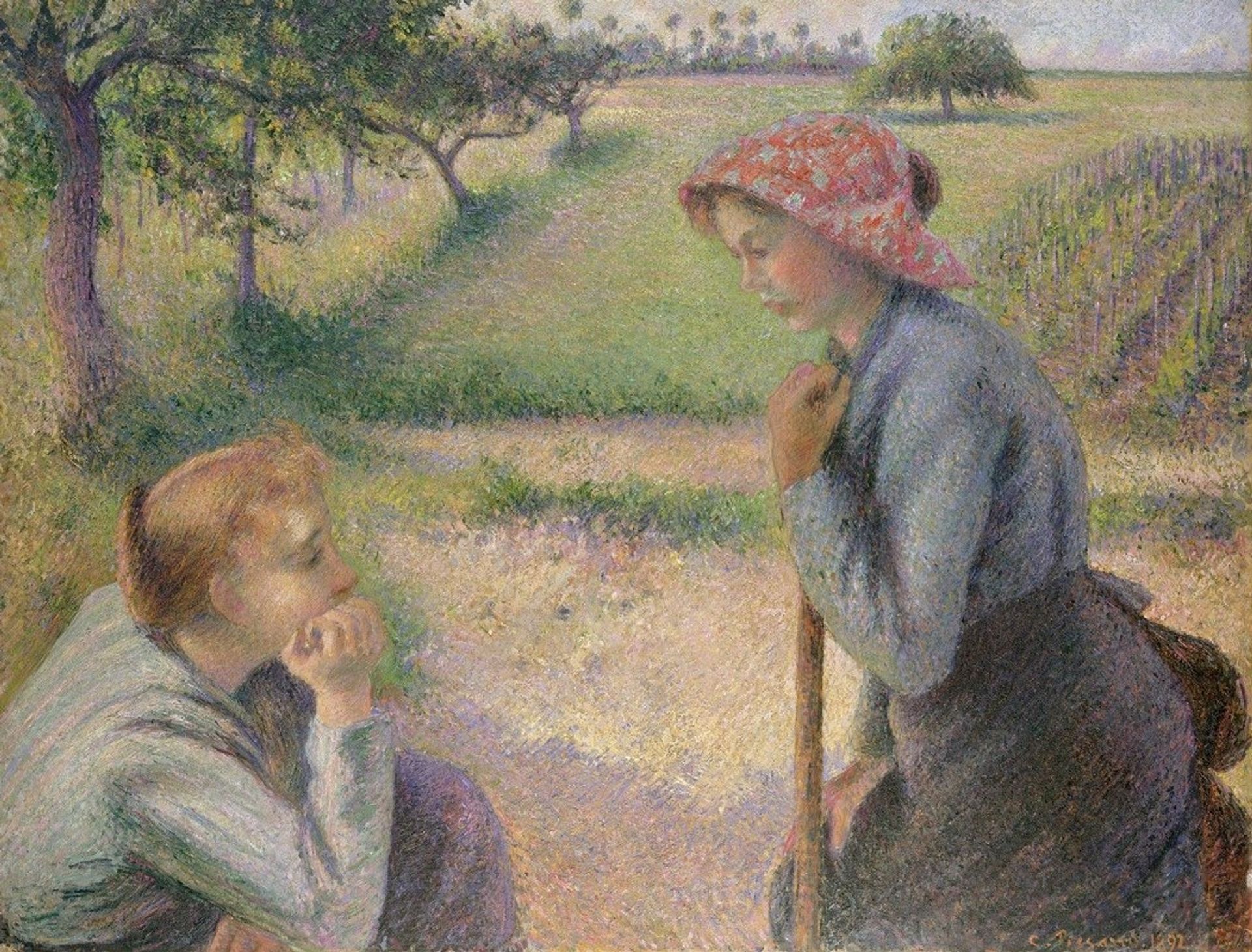 Two Young Peasant Women by Camille Pissarro