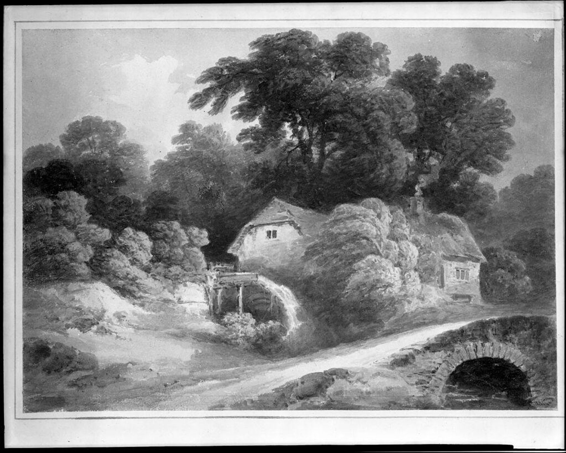 Landscape with Mill and Bridge by Francis Nicholson