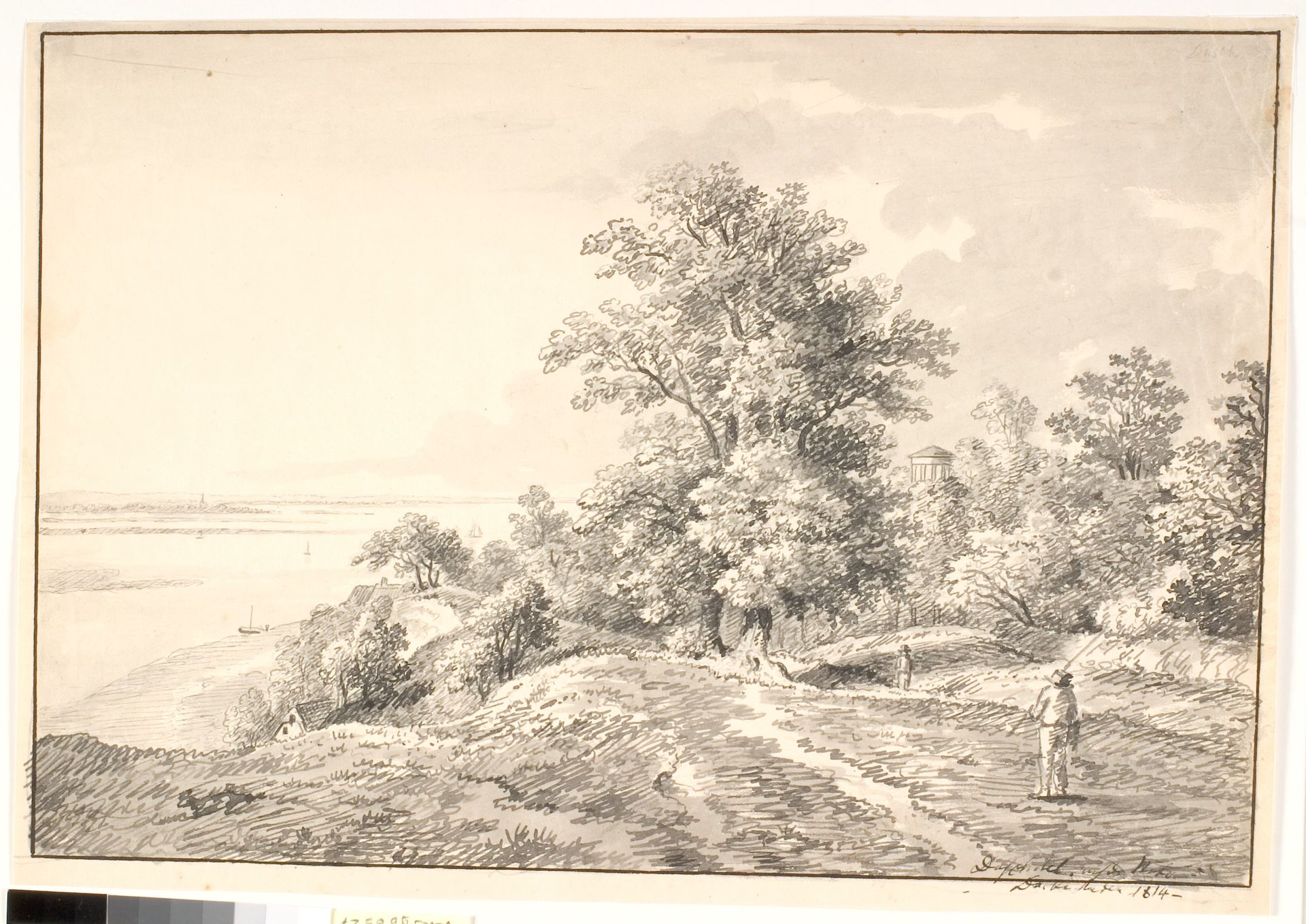 Park med lille tempel ved Elben. Buxtehude by Anton Carl Dusch