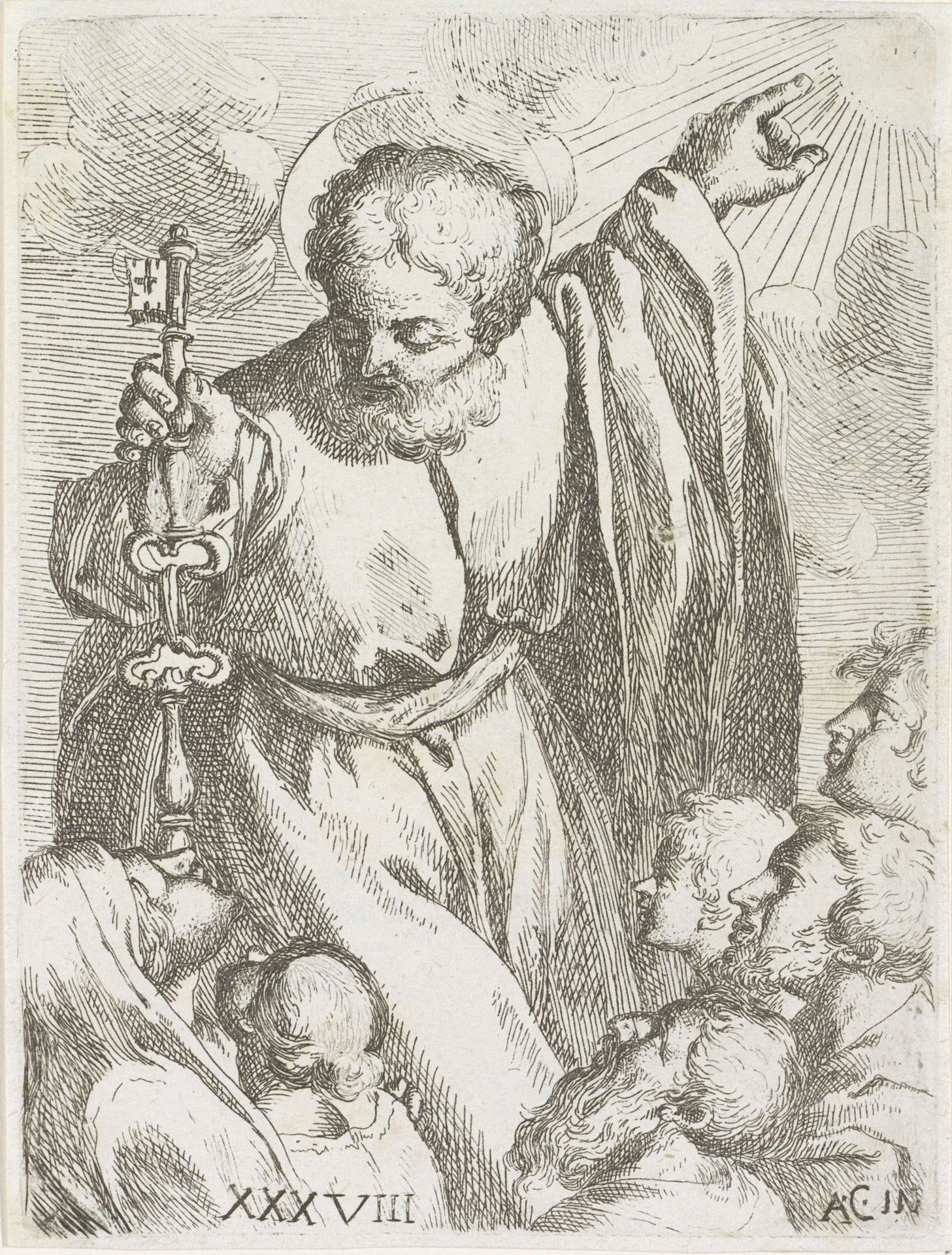 De heilige Petrus en gelovigen by Marcantonio Bellavia