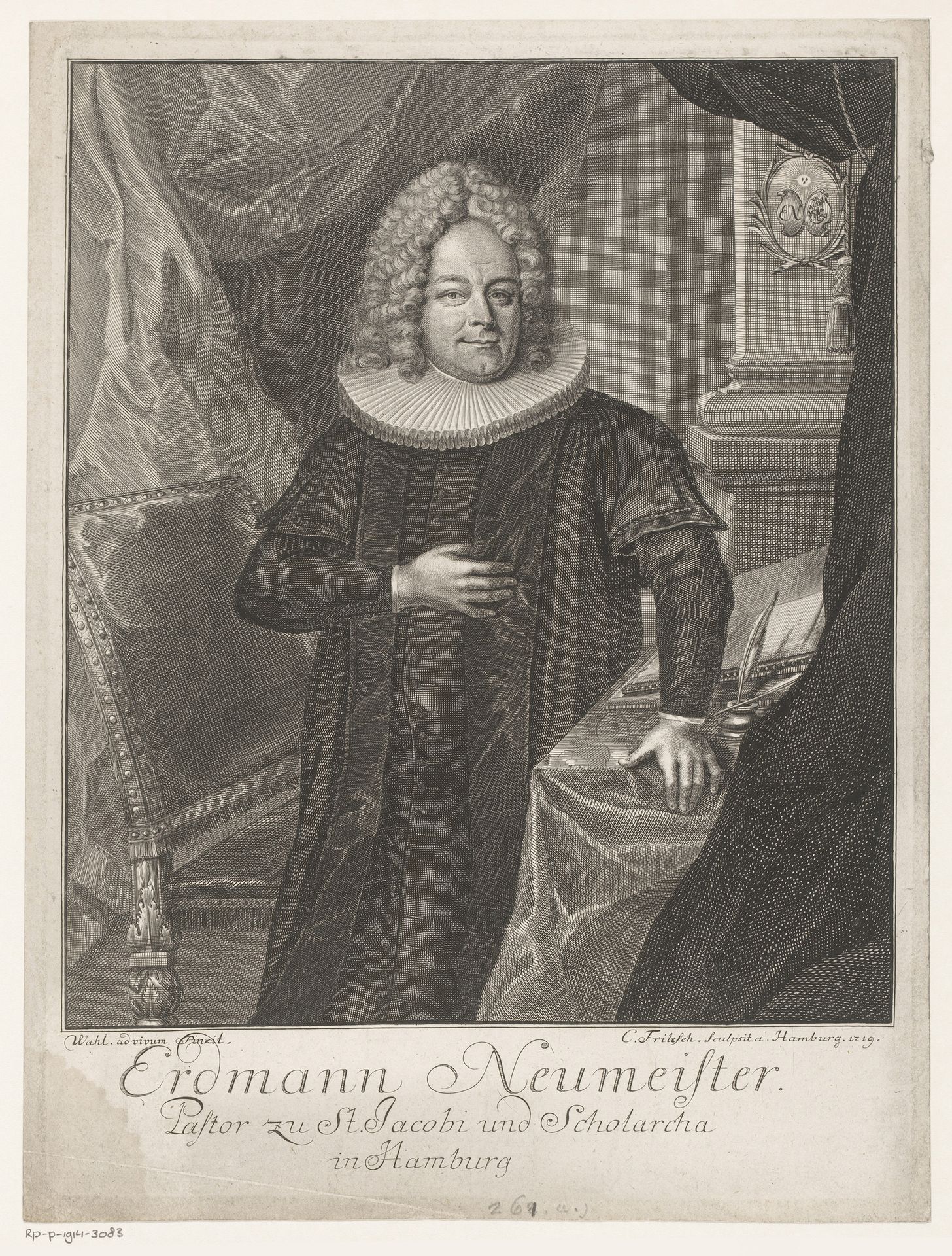 Portret van Erdmann Neumeister by Christian Fritzsch