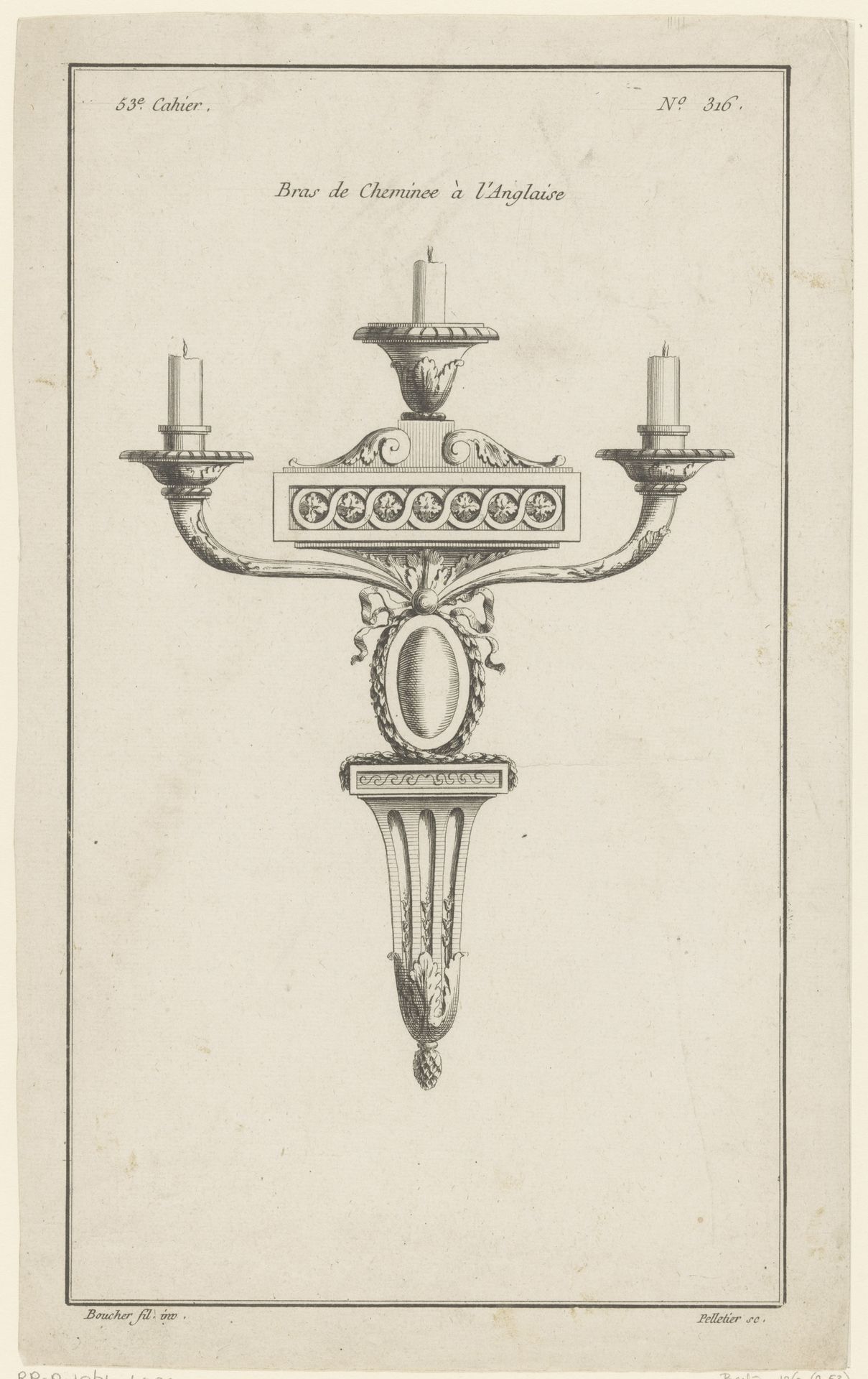 Kandelaar met medaillon by Jean Pelletier