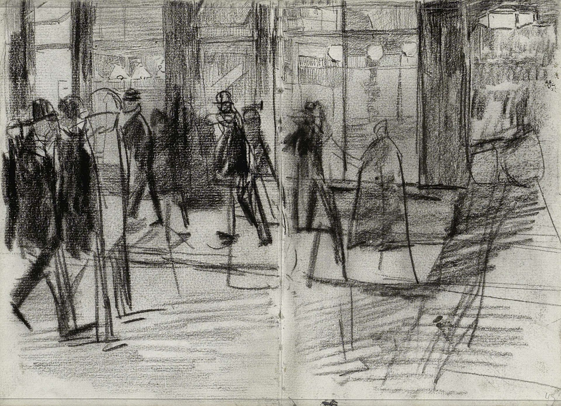 Voorbijgangers voor etalages aan de Nieuwendijk te Amsterdam by Isaac Israels