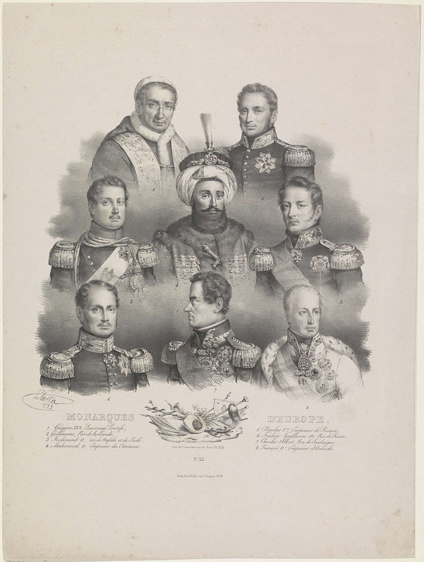 Portretten van acht vorsten van Europa by Jacques François Gauderique Llanta