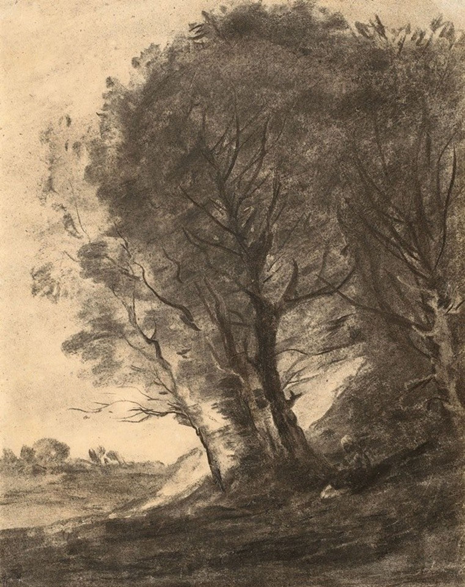 Figure assise dans un paysage arboré by Camille Corot