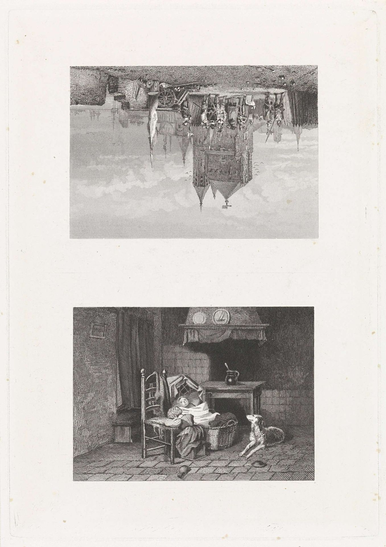 Interieur en soldaten bij een stad by Christiaan Lodewijk van Kesteren