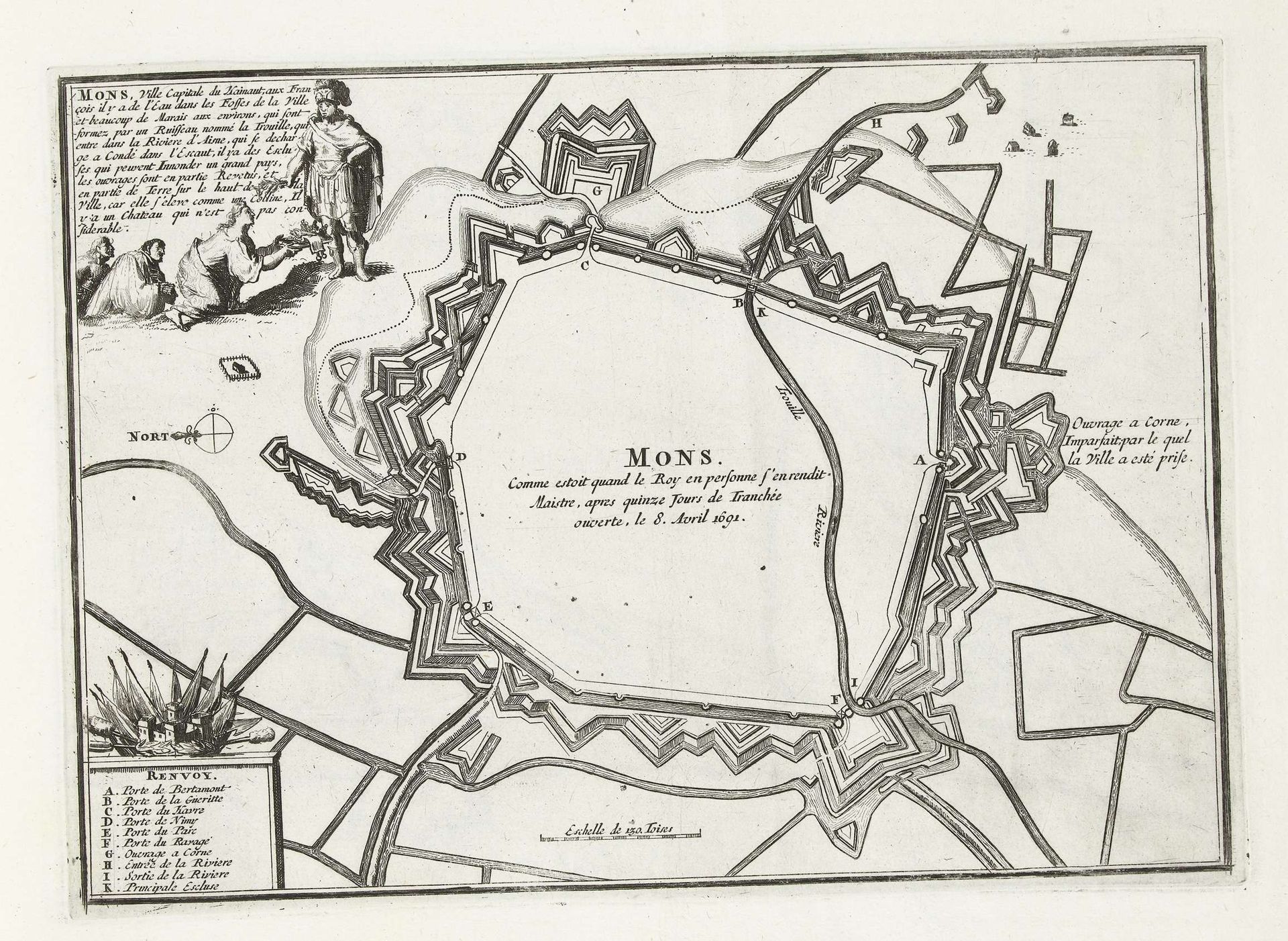 Plattegrond van Mons, 1693 by Anonymous