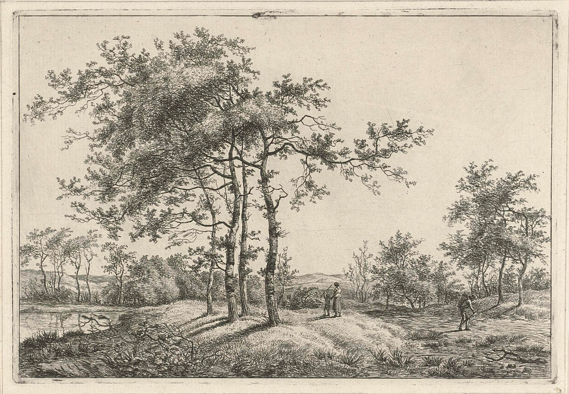 Landschap met moeder en kind by Hermanus Fock