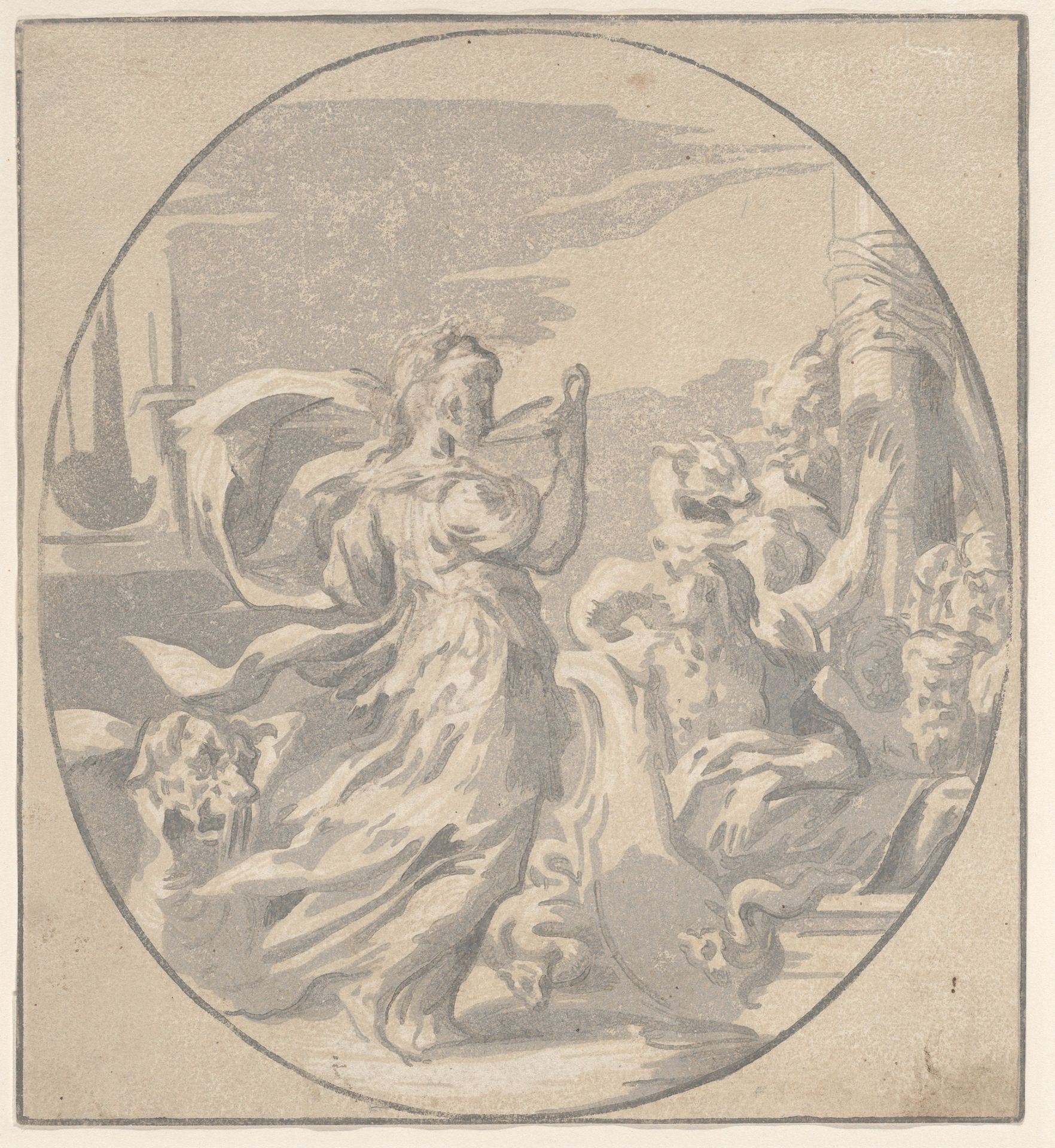 Circe drinking from a cup, an oval composition by Niccolò Vicentino