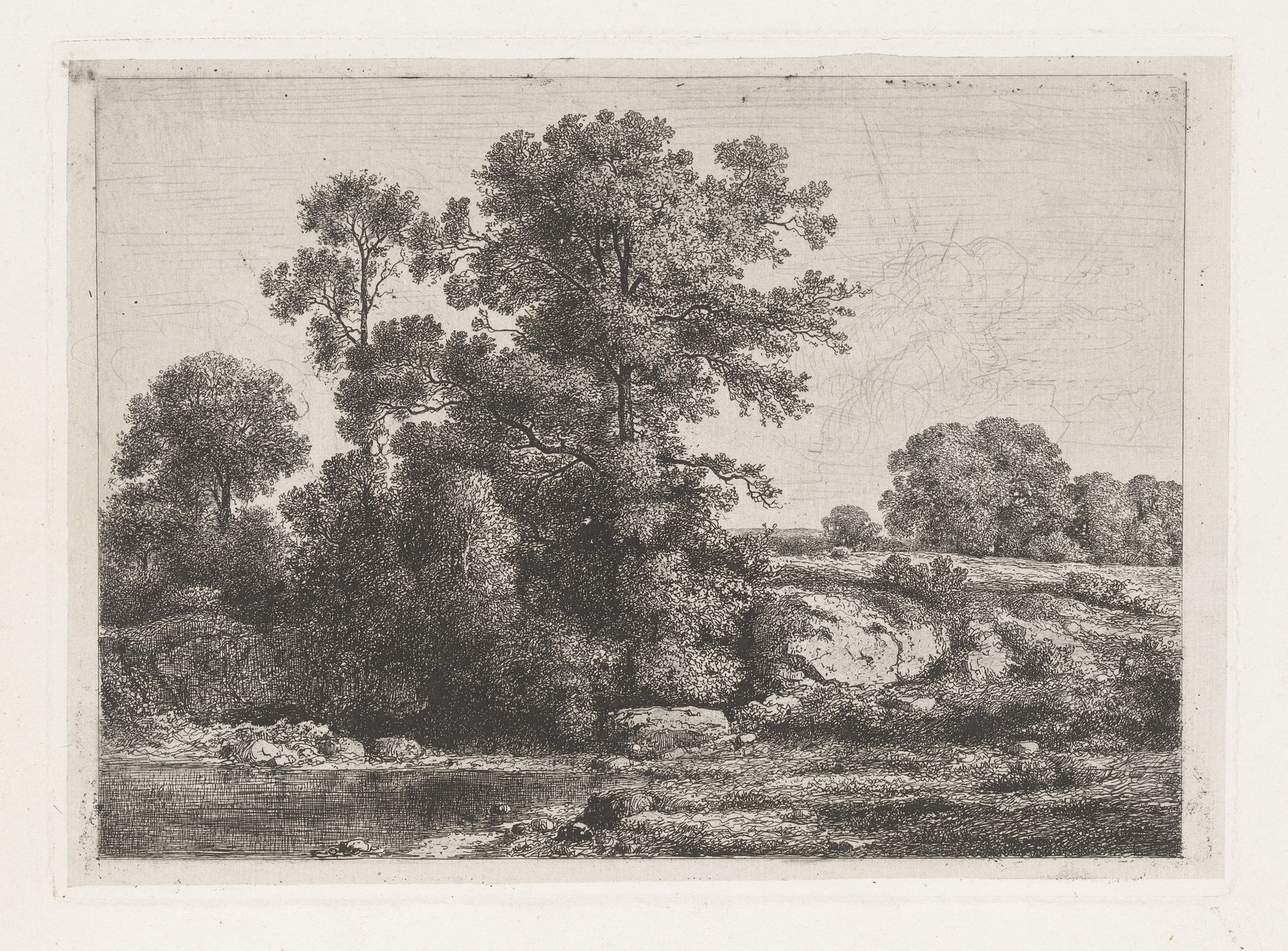 Bomen aan de oever van een poel by Jean Alexis Achard