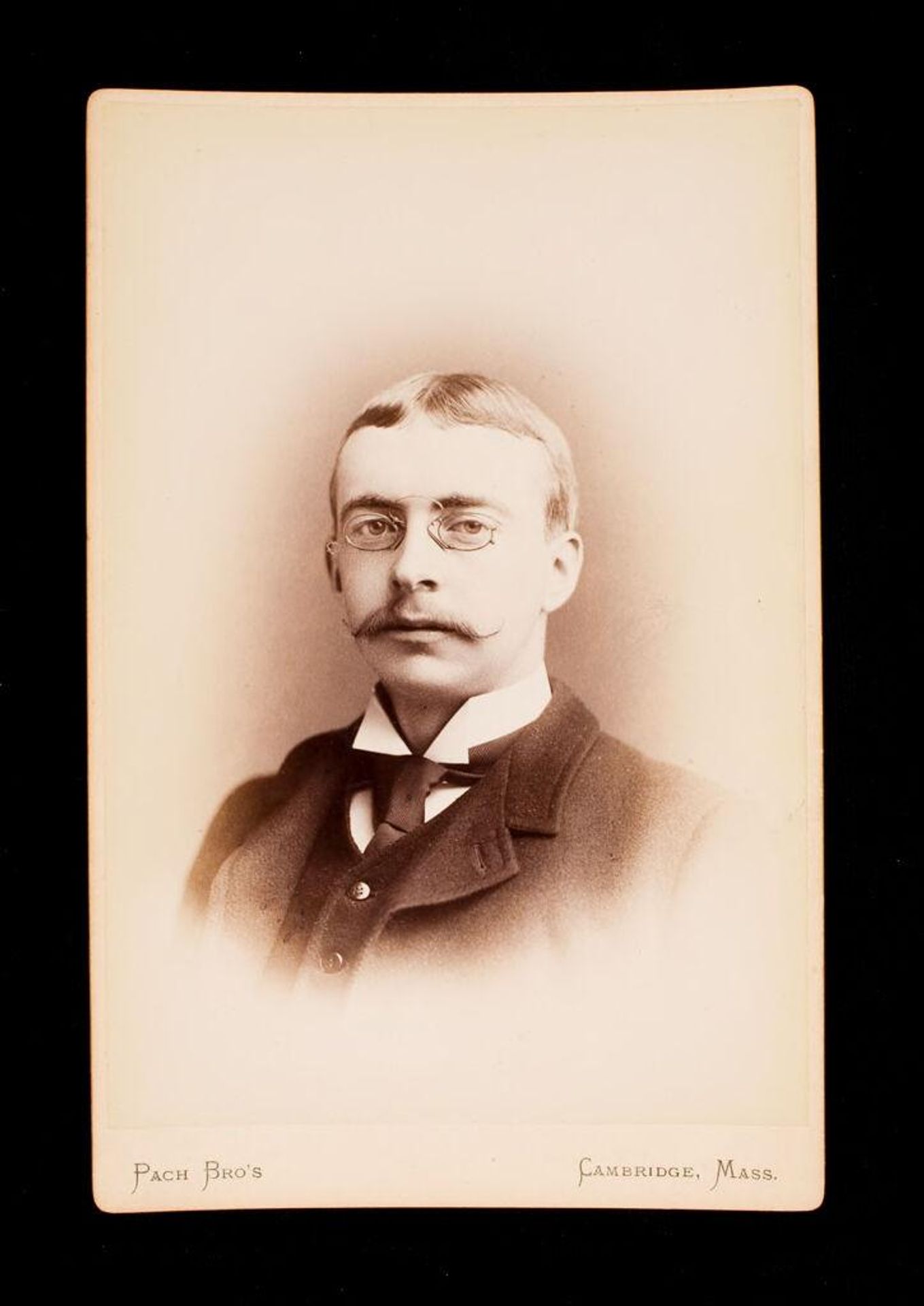 Untitled (bust length portrait of man with moustache wearing pince nez, labeled F. S. Palmer, probably Francis Sterne Palmer, A.B. 1887) by Pach Brothers