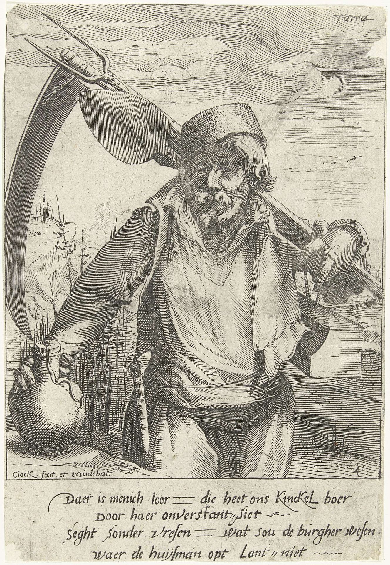 Aarde by Nicolaes Jansz. Clock