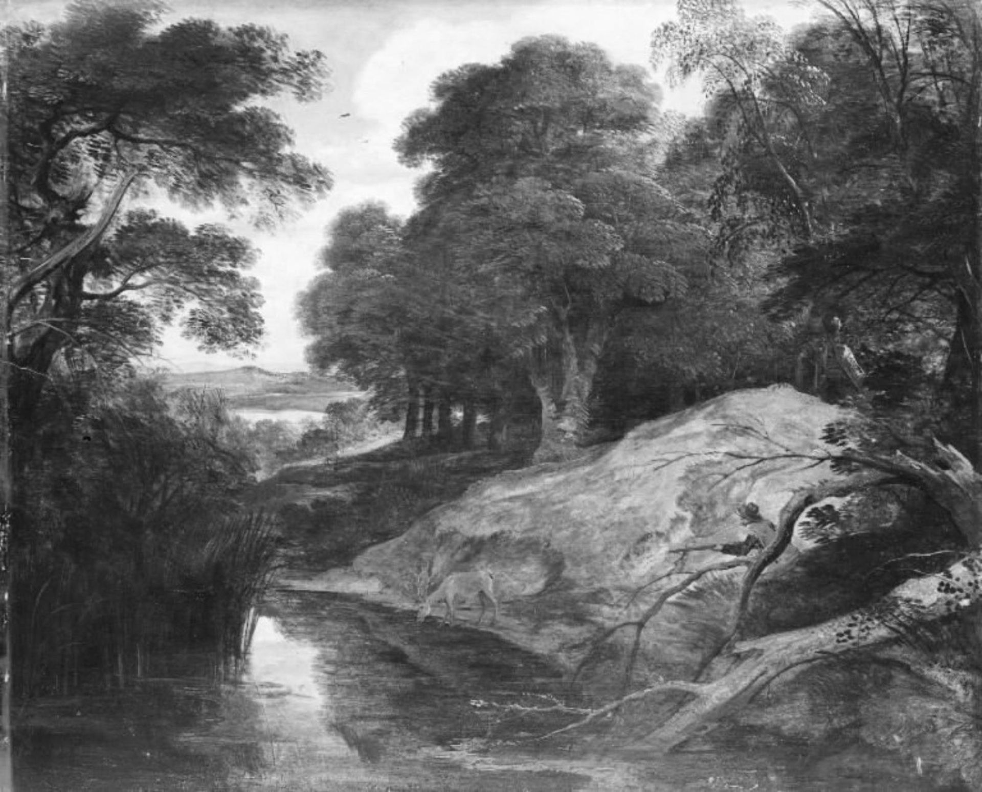Landscape with Huntsman and Stags by Lodewijk de Vadder