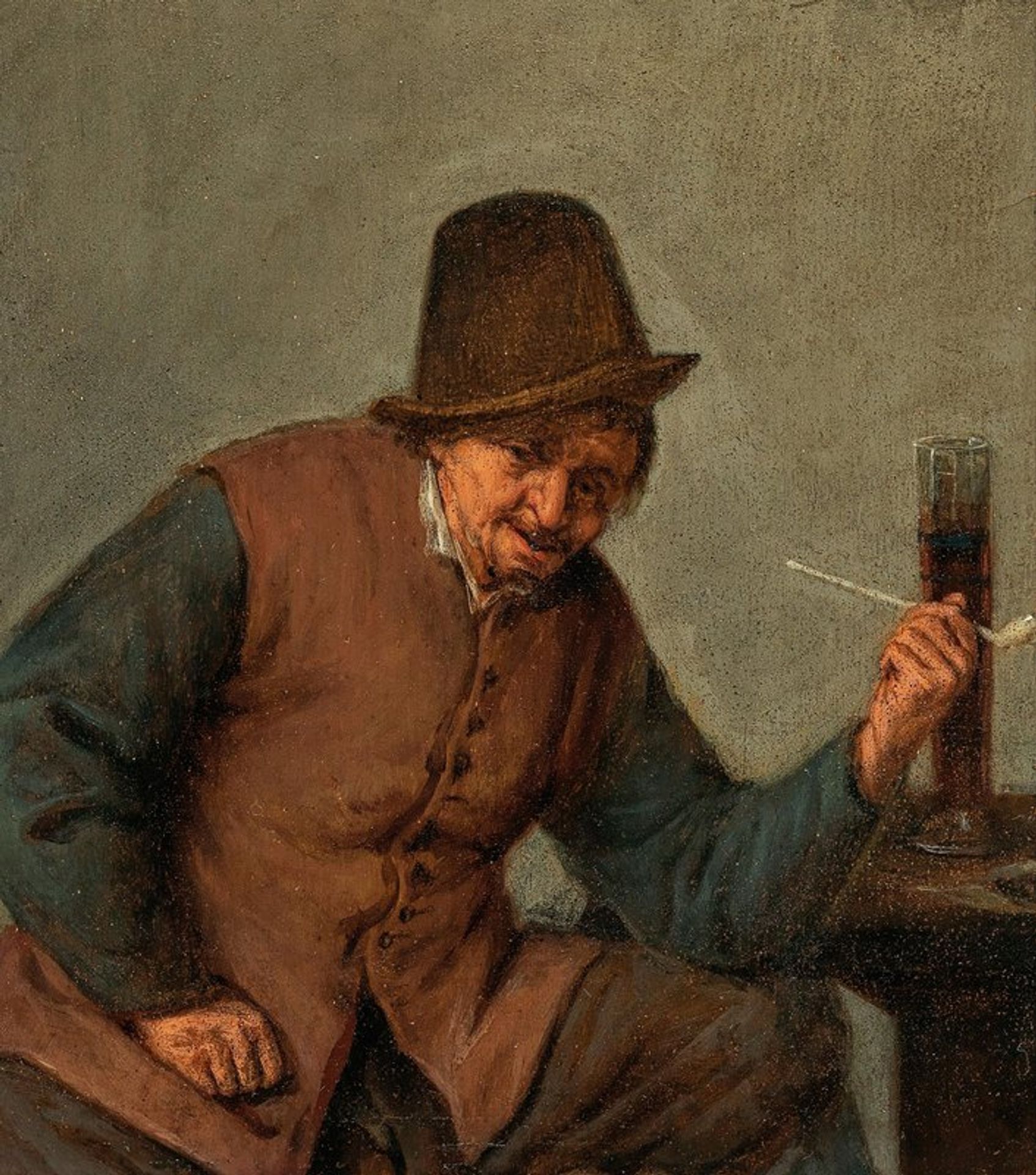 A peasant smoking by Adriaen van Ostade