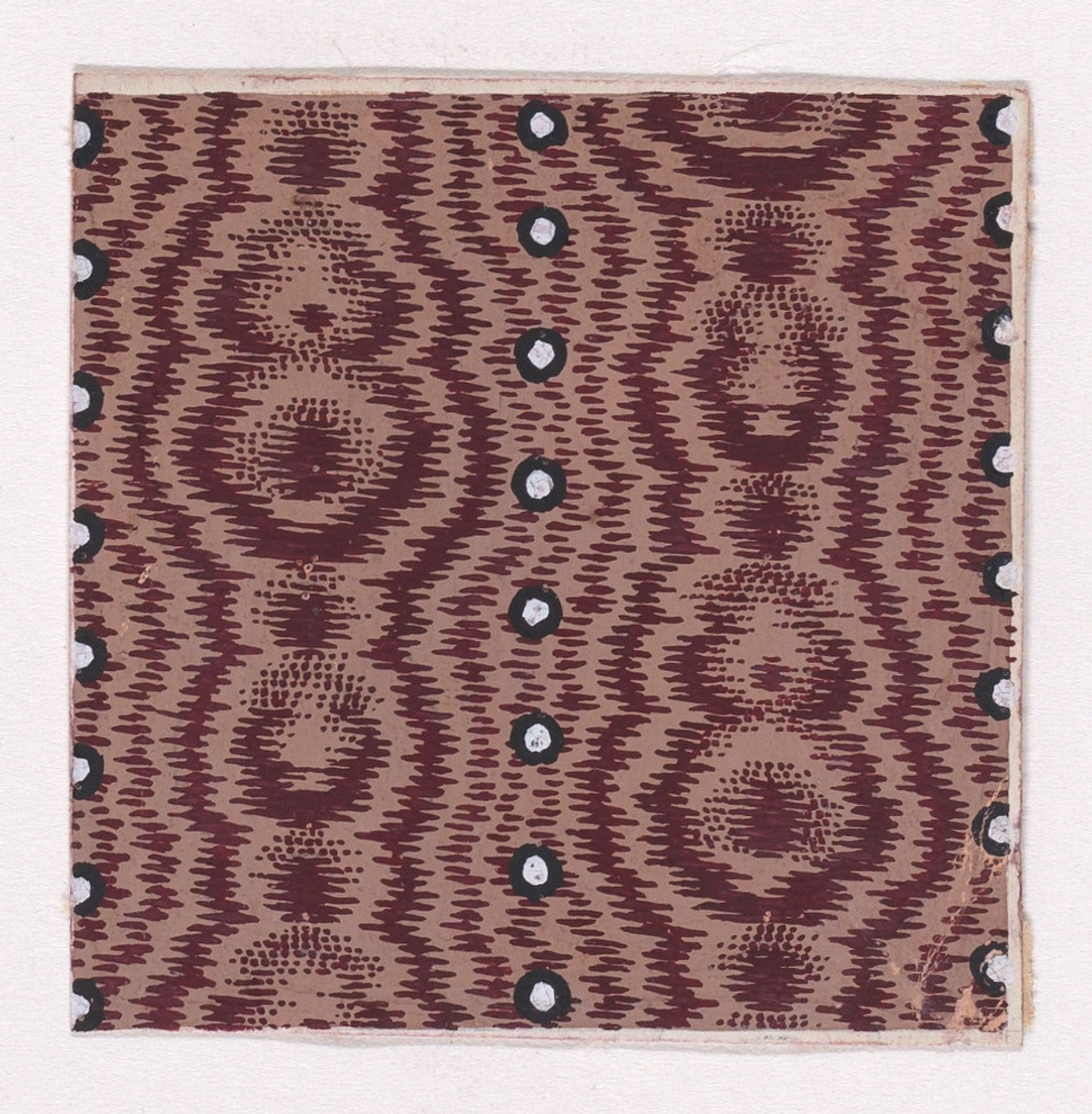 Textile Design with Alternating Vertical Stripes of Abstract Figures and Pearls by Anonymous