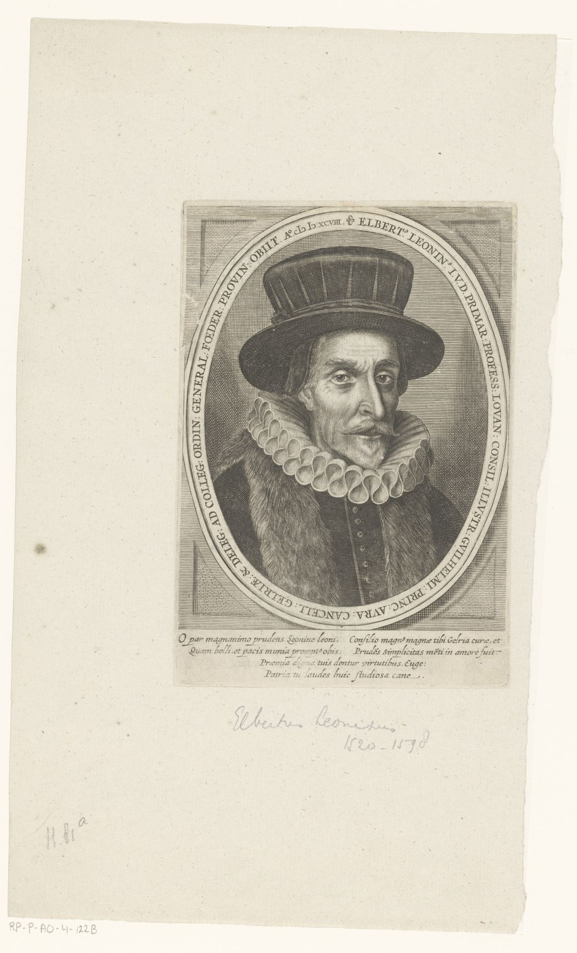 Portret van Elbertus Leoninus by Anonymous