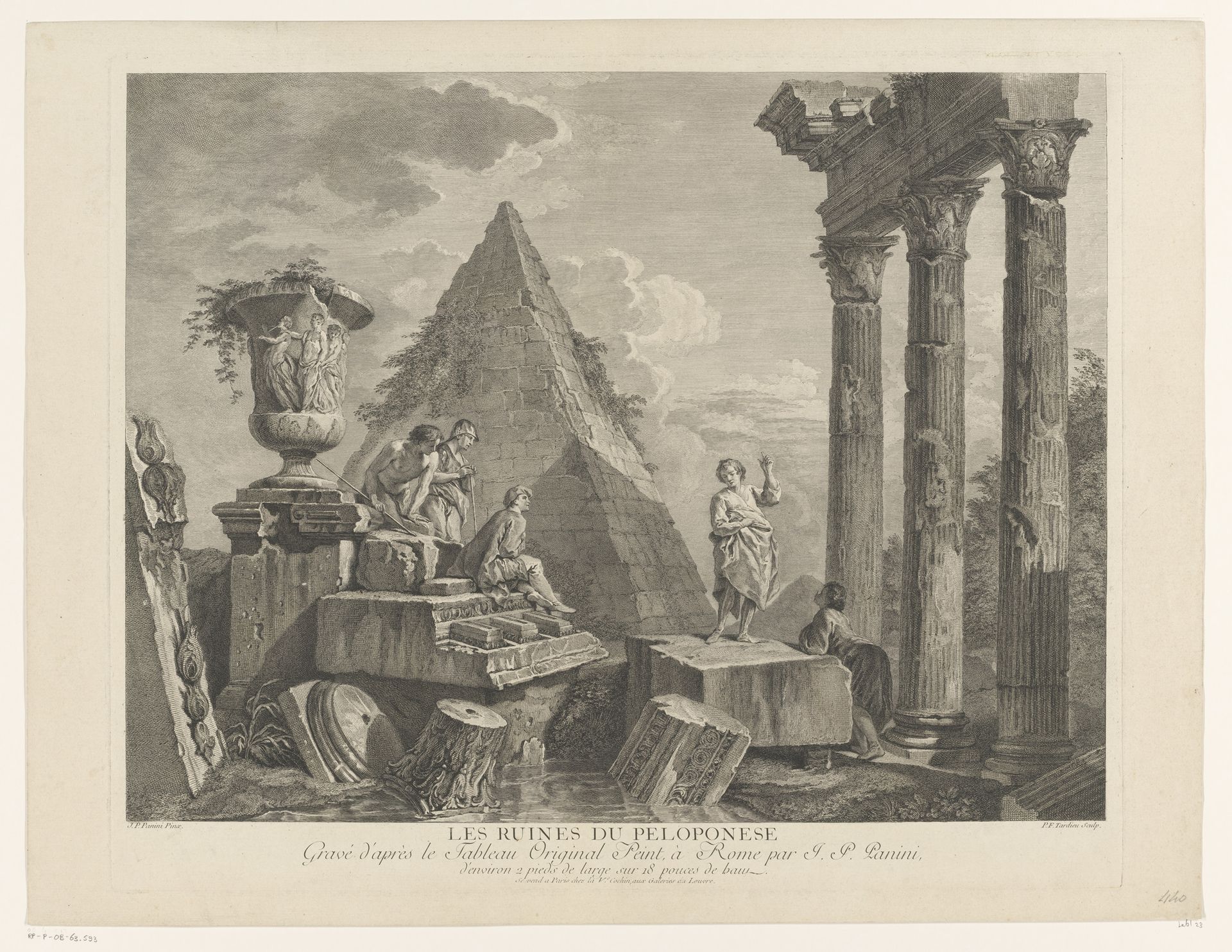 Ruïne op Peloponnesos met figuren by Pierre François Tardieu