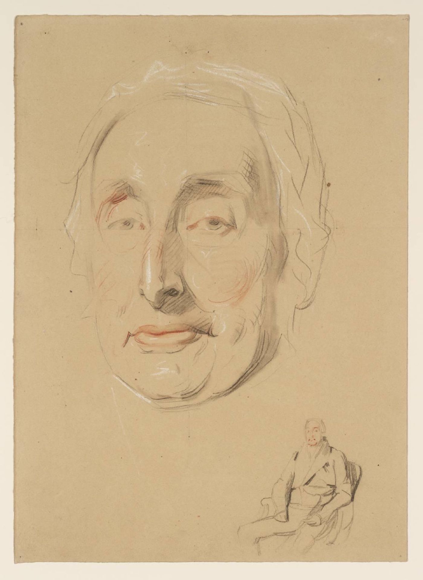 Baron Pollock. An Old Man, with Sketch of the Seated Whole Figure at Foot by  Samuel Laurence